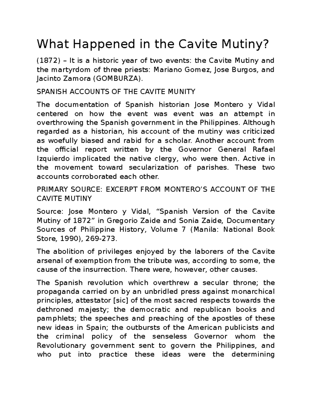 What Happened In The Cavite Mutiny What Happened In The Cavite Mutiny