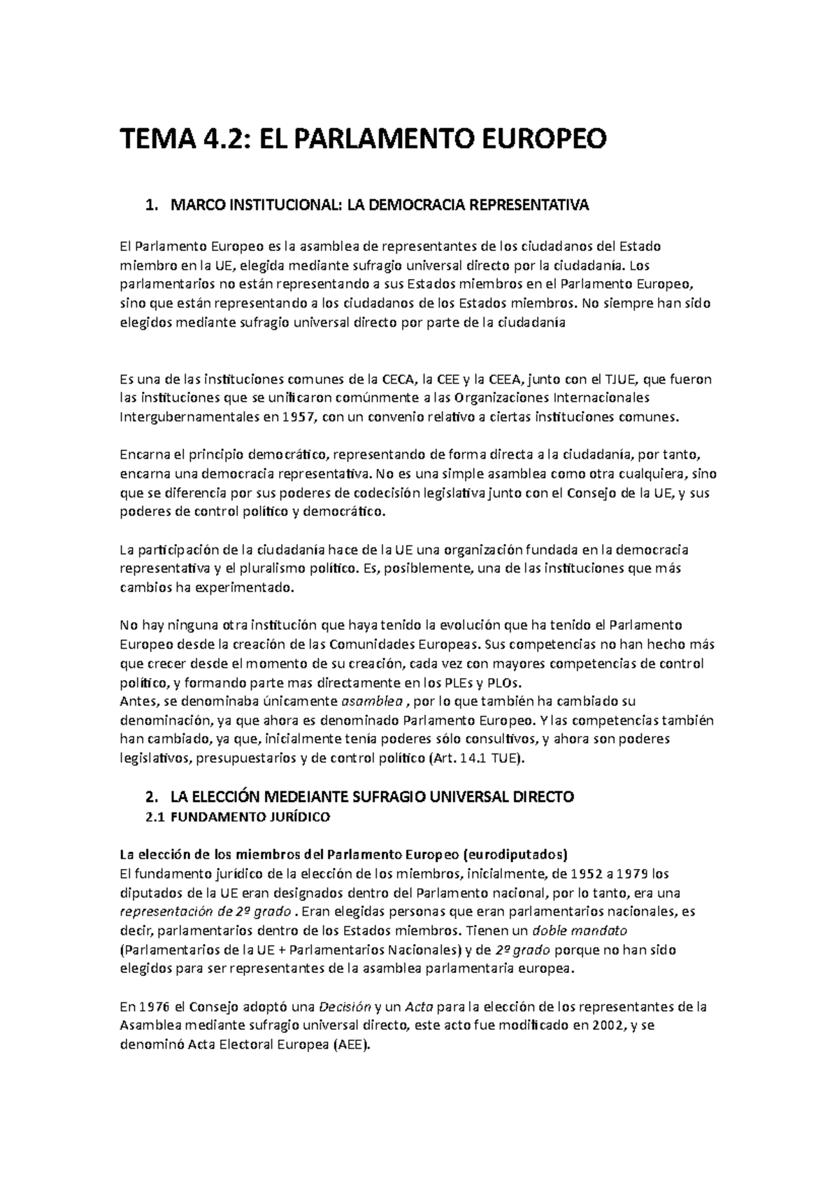 TEMA 4.2 de DERECHO DE LA UNIÓN EUROPEA - UPV - StuDocu