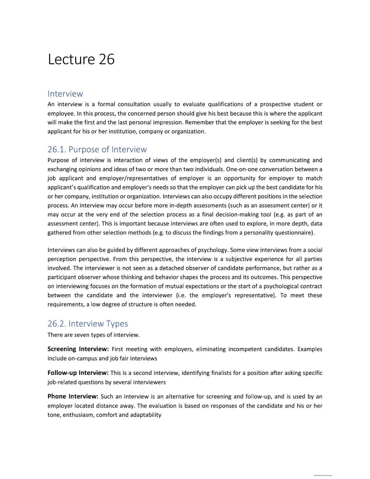 Handouts Lecture 26[Interview] - Report Writing Skills - StuDocu