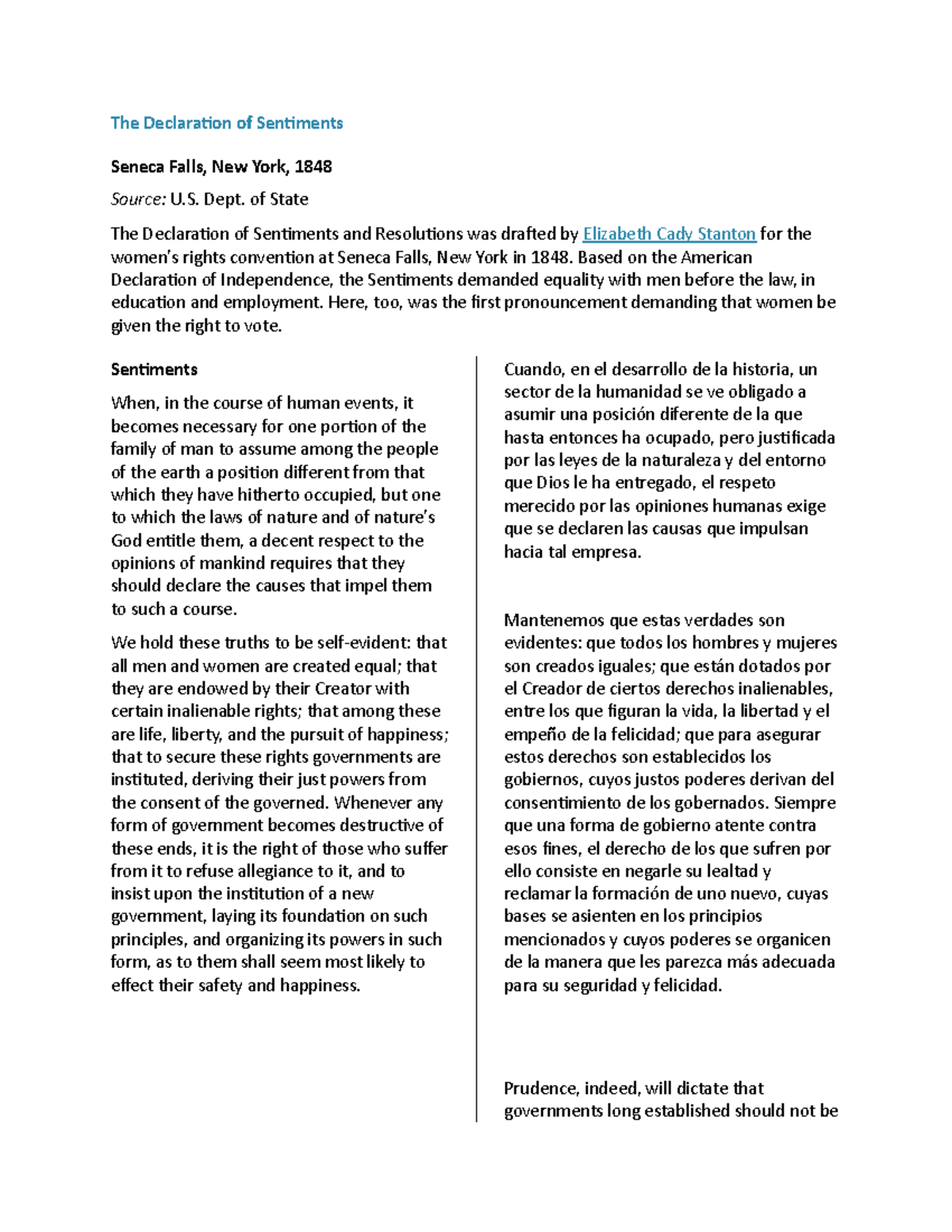 The Declaration of Sentiments-pec - The Declaration of Sentiments ...