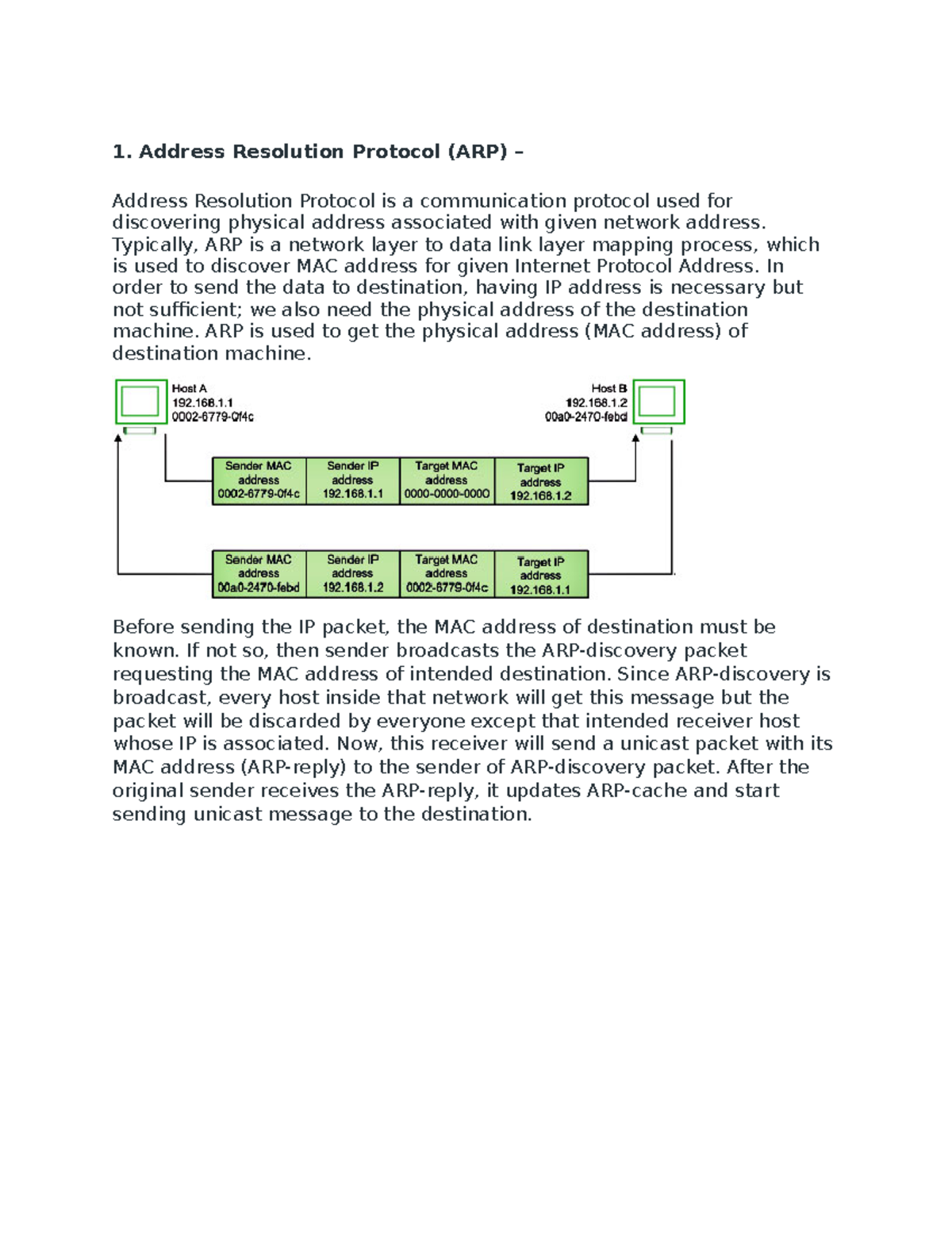 Acn notes - kuch bhi - Address Resolution Protocol (ARP) – Address ...