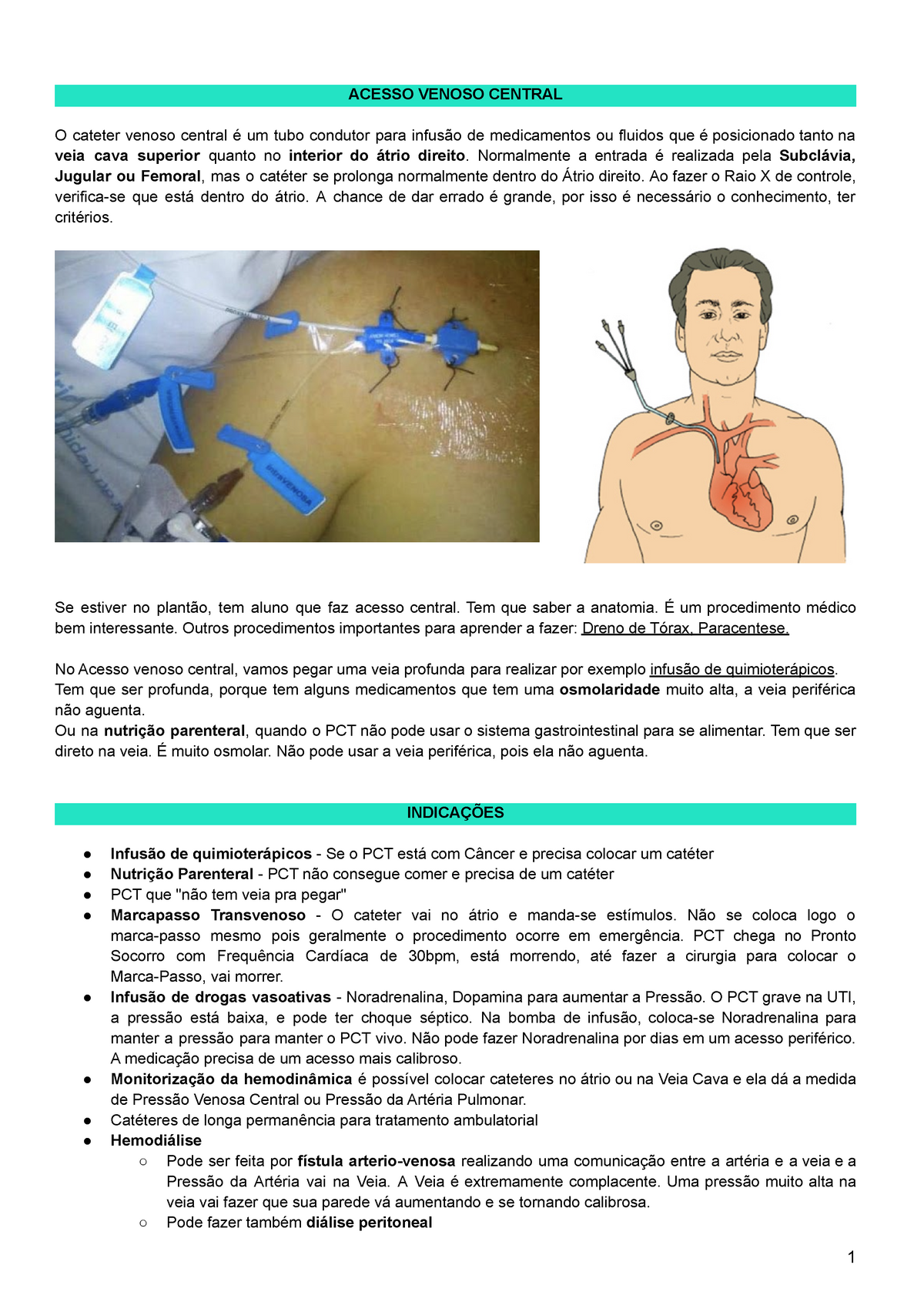 Acesso Venoso Central Acesso Venoso Central O Cateter Venoso Central Um Tubo Condutor Para