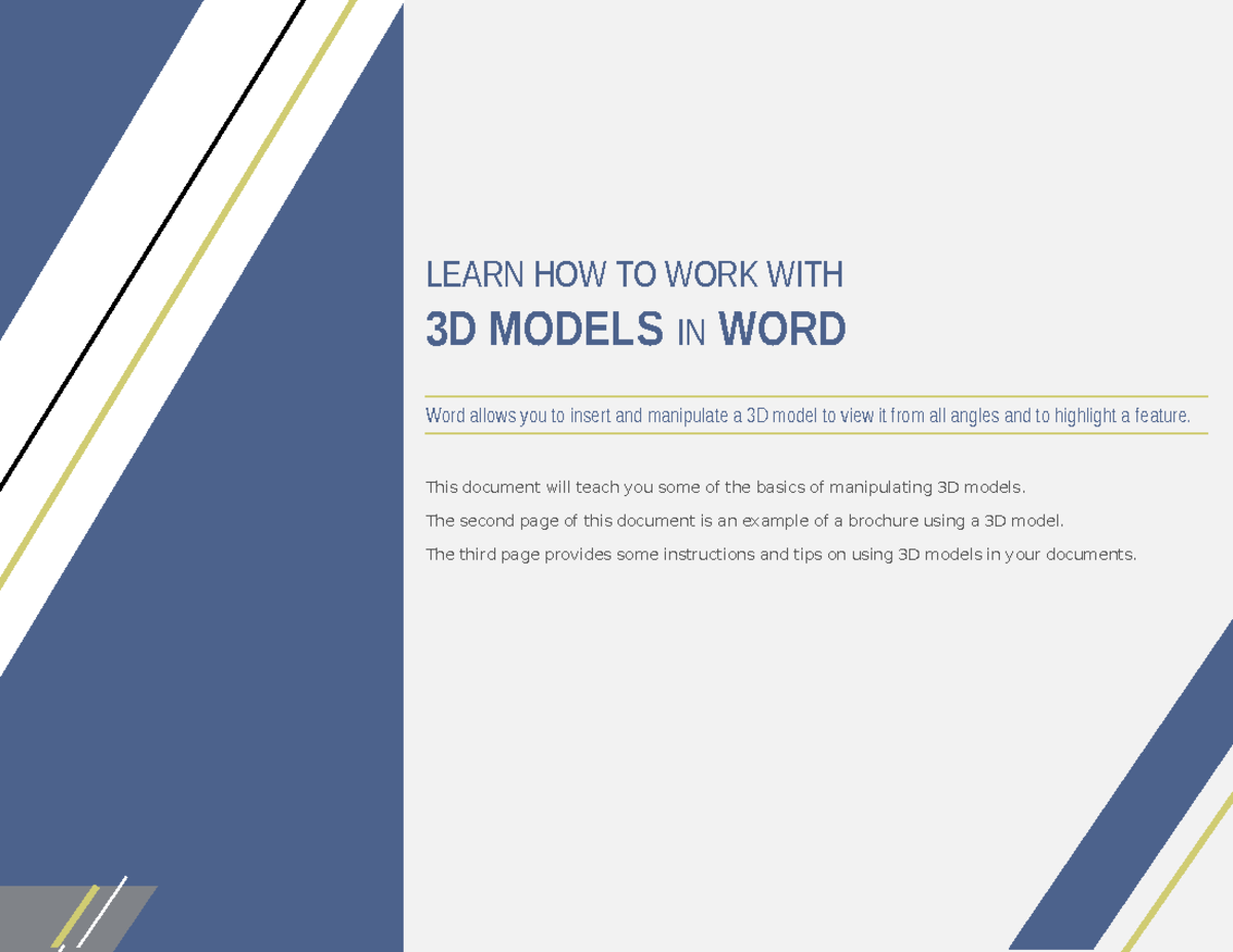 Learn How to Work with 3D - LEARN HOW TO WORK WITH 3D MODELS IN WORD ...