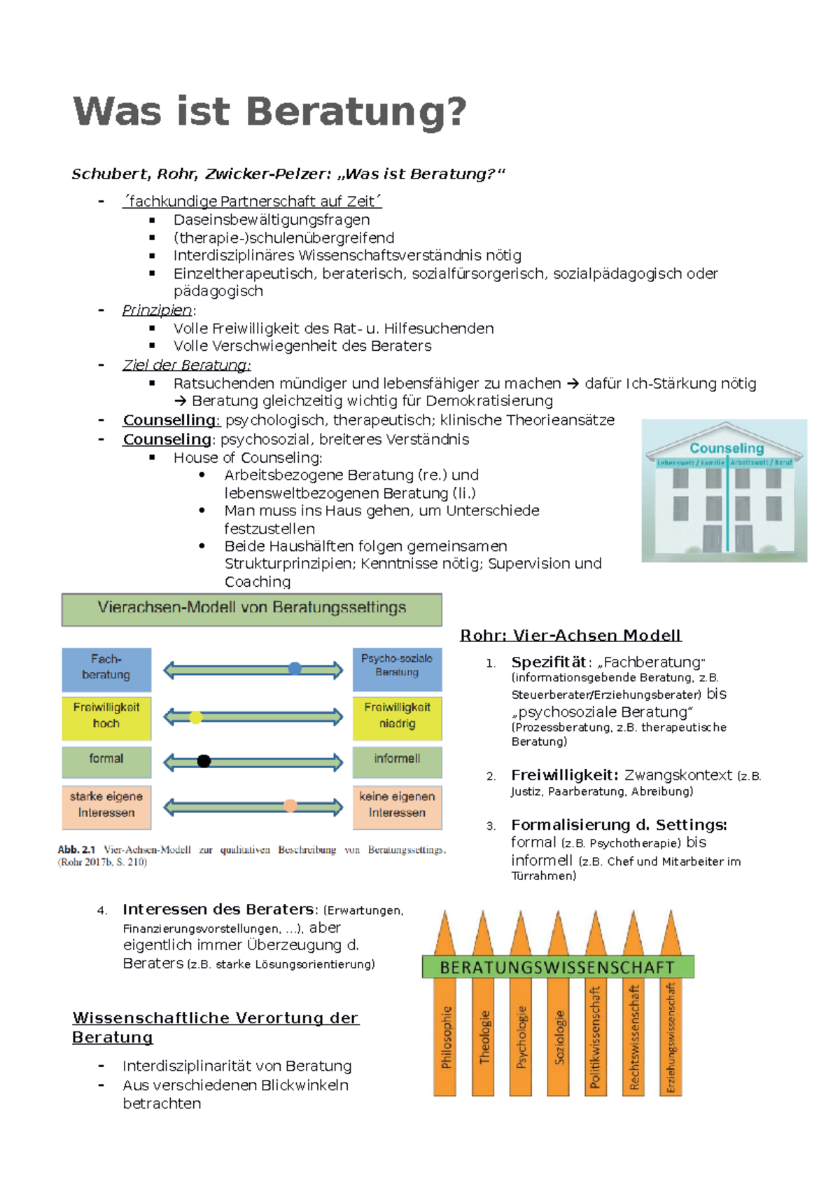 Zusammenfassung Beratungskompetenzen ESE Was ist Beratung? Schubert