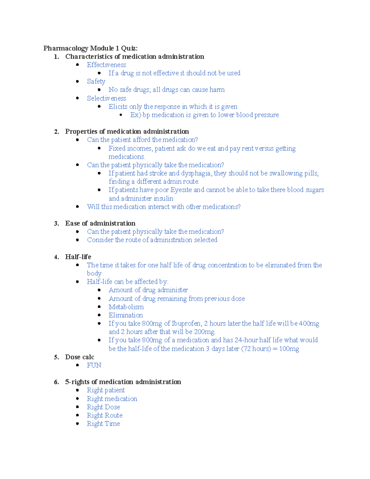 Pharmacology Module 1 Study Guide - Pharmacology Module 1 Quiz: 1 ...