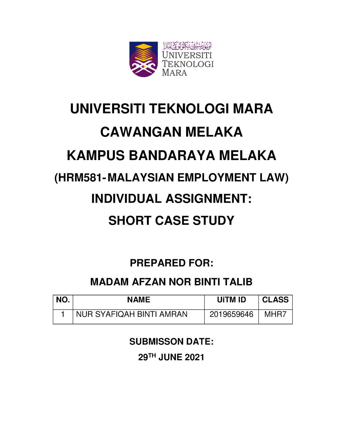 individual assignment hrm581