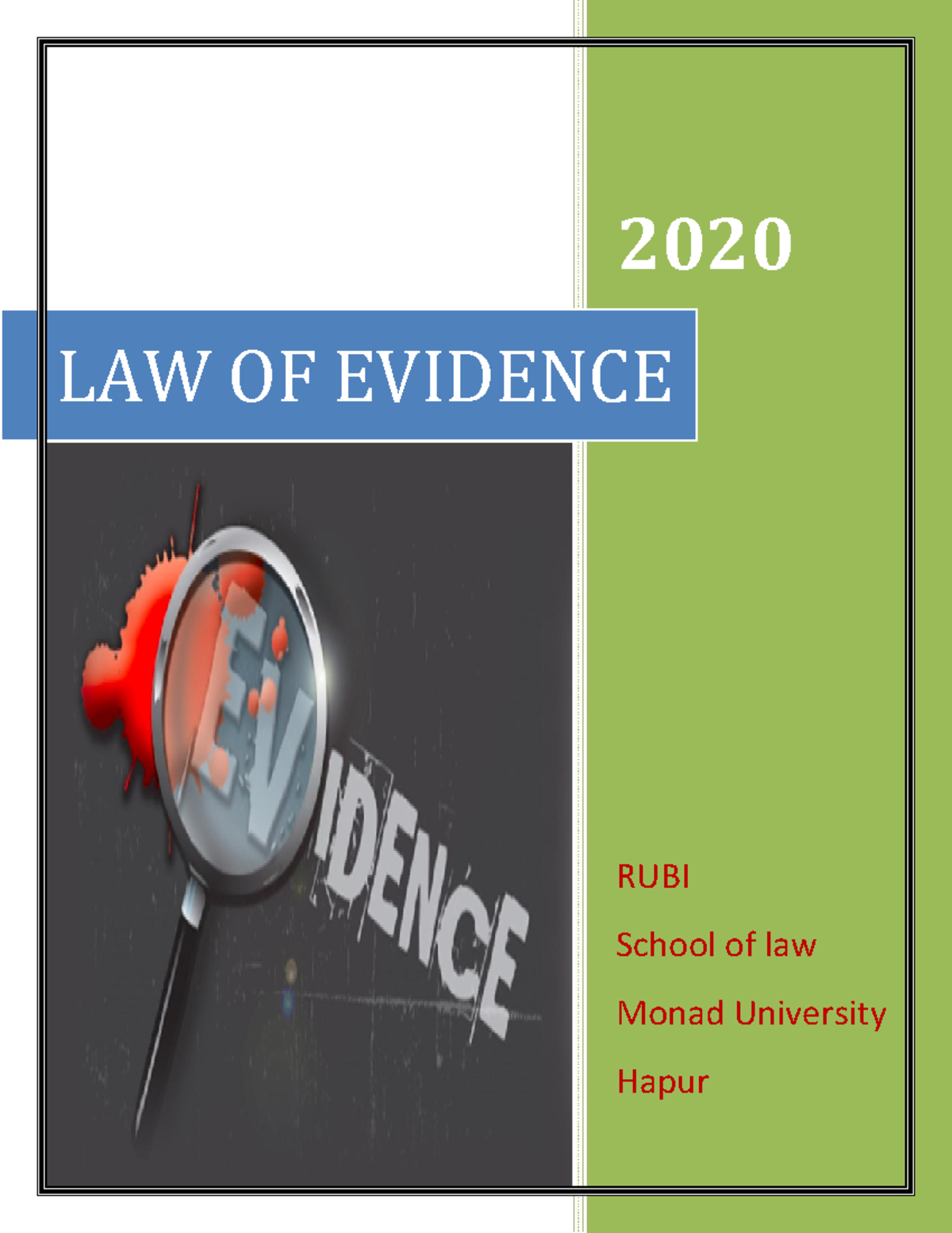 Introduction And Relevance - LAW OF EVIDENCE 2020 RUBI School Of Law ...