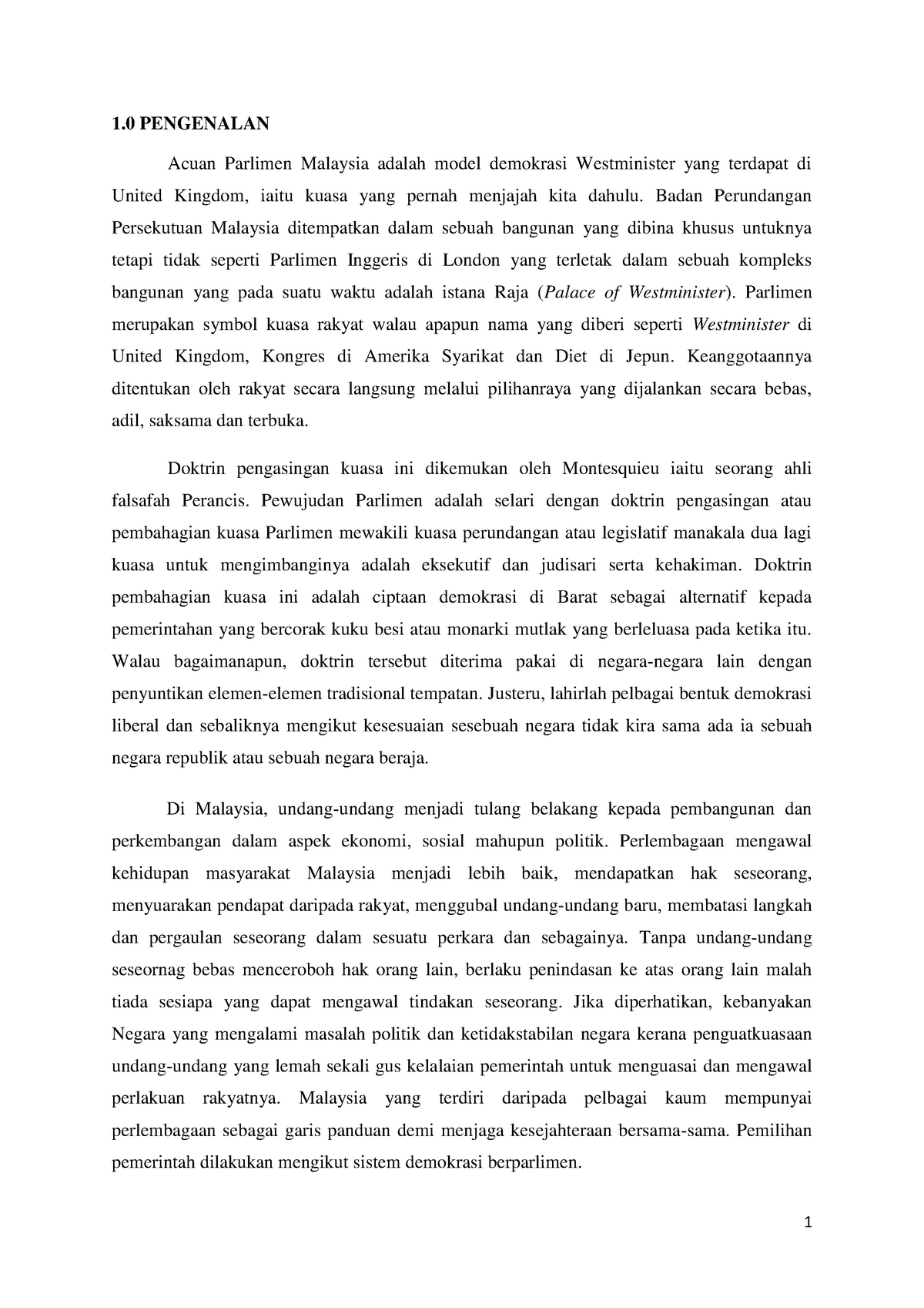 250077024 doktrin pengasingan kuasa malaysia - Administrative Law 