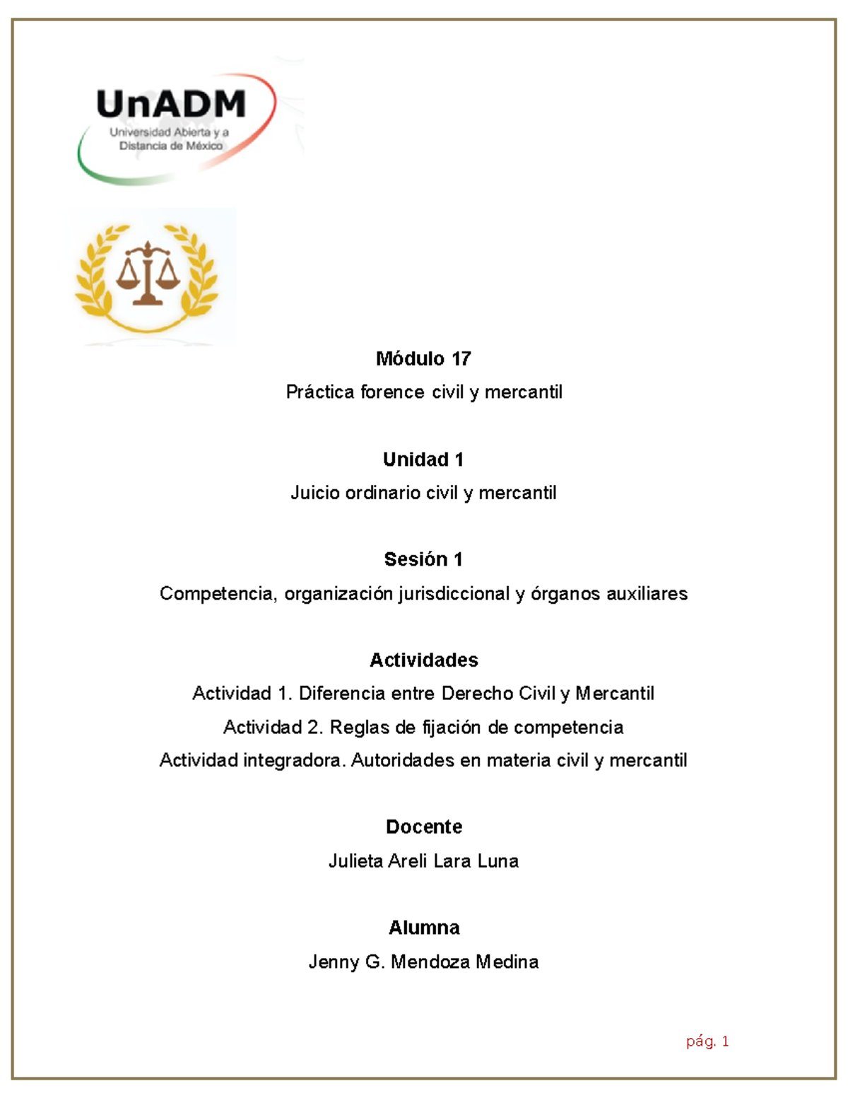 M17 U1 S1 JEMM - Tareas - Módulo 17 Práctica Forence Civil Y Mercantil ...