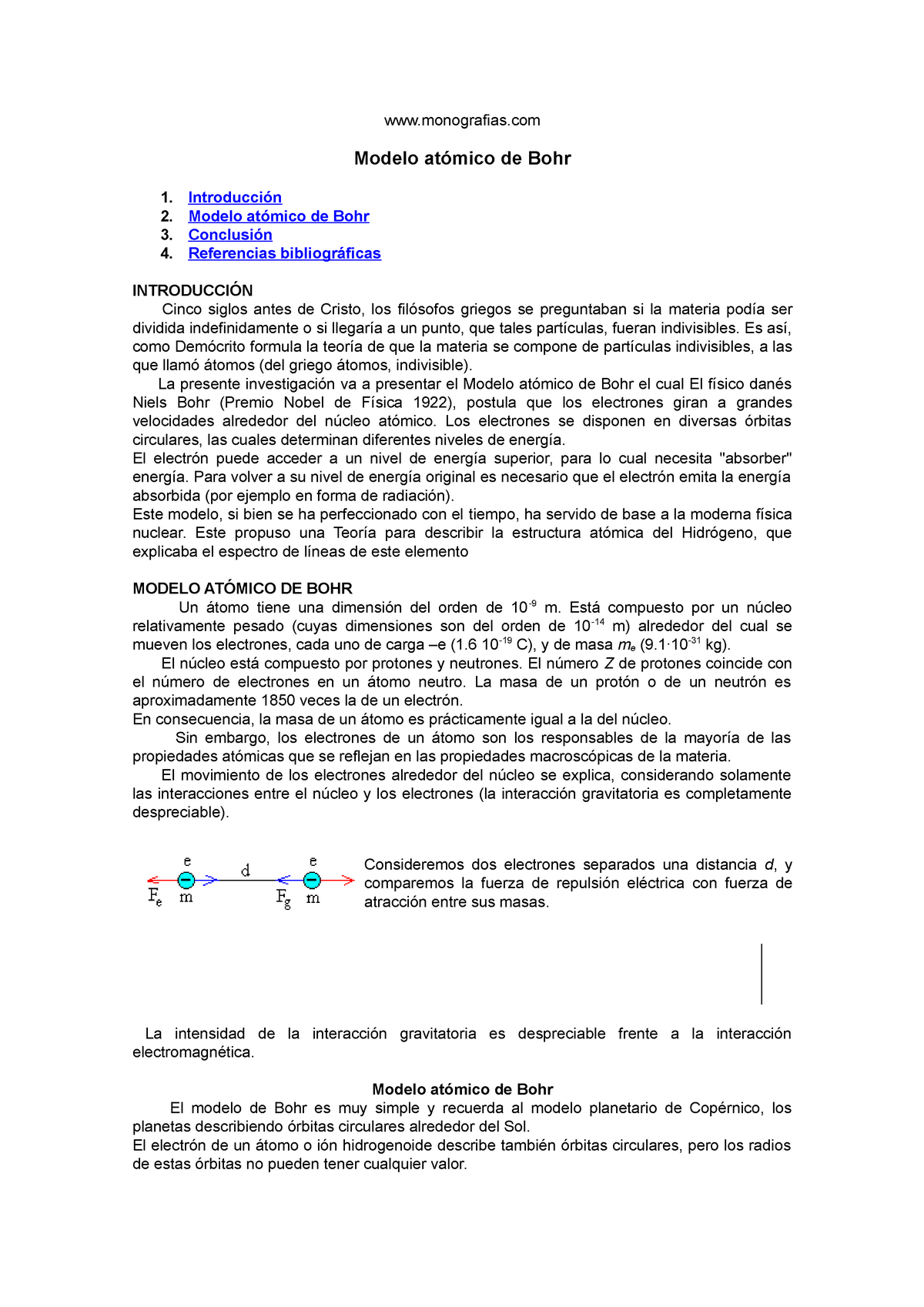 Modelo-atomico-bohr - nifuna - monografias Modelo atómico de Bohr  Introducción Modelo atómico de - Studocu