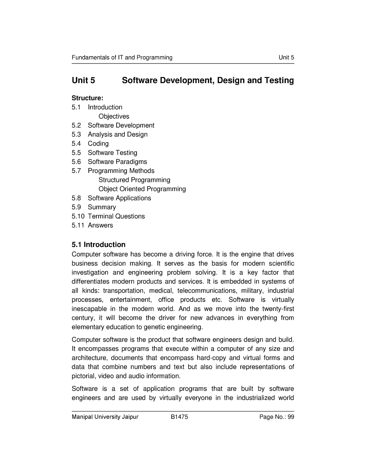 BCA-Unit 05-Software Development, Design And Testing - Unit 5 Software ...