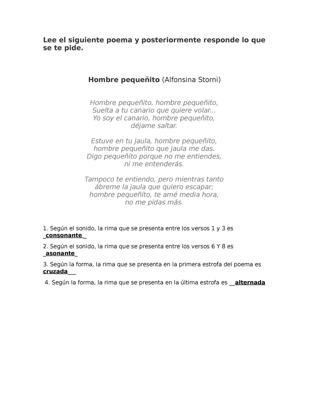 Actividad 1, Unidad 2 - Grade: 8.9 - Lee El Siguiente Poema Y ...