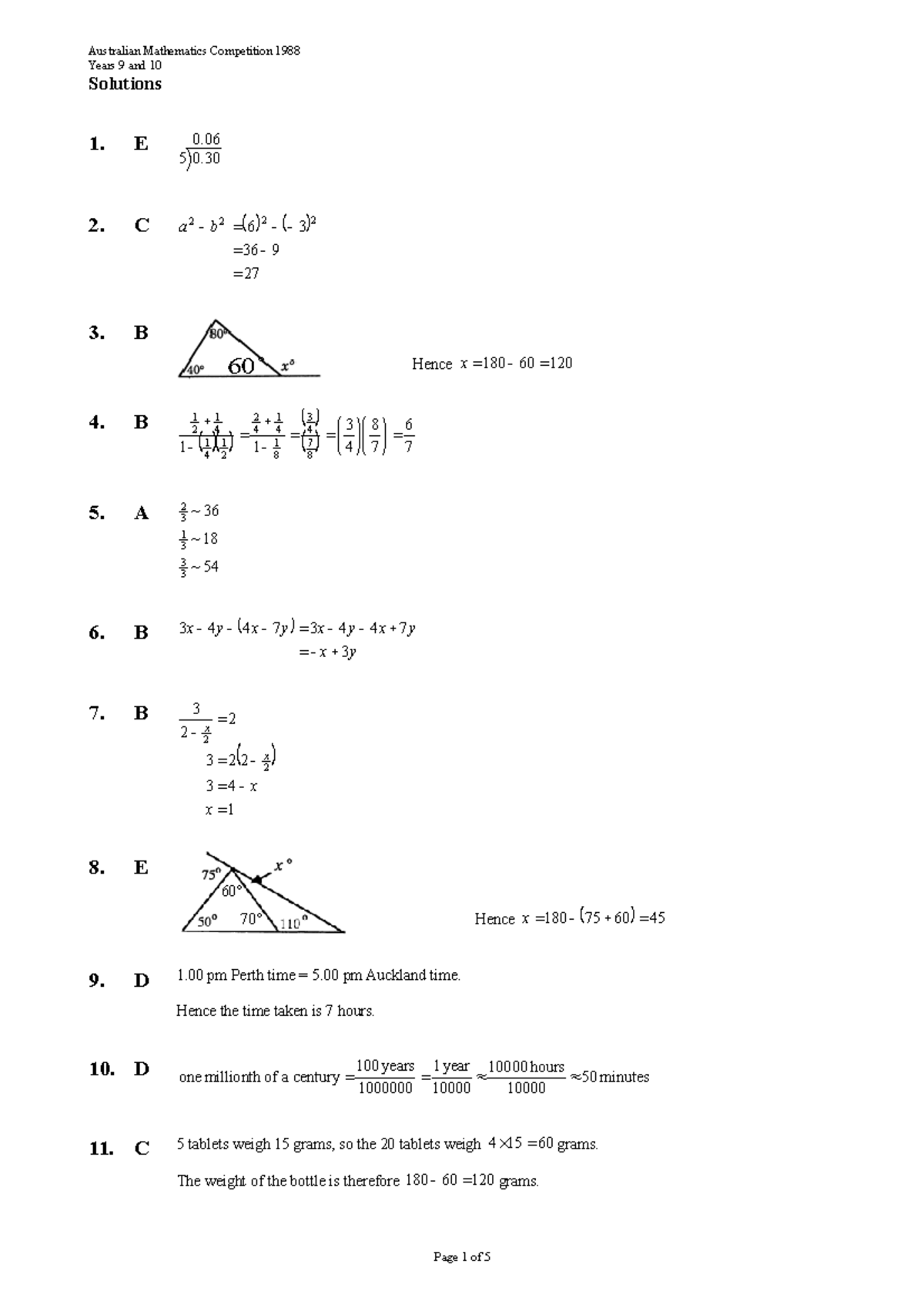 AMC+Years++9+and+10+(Intermediate)+1988+ Solutions - Years 9 and 10 ...