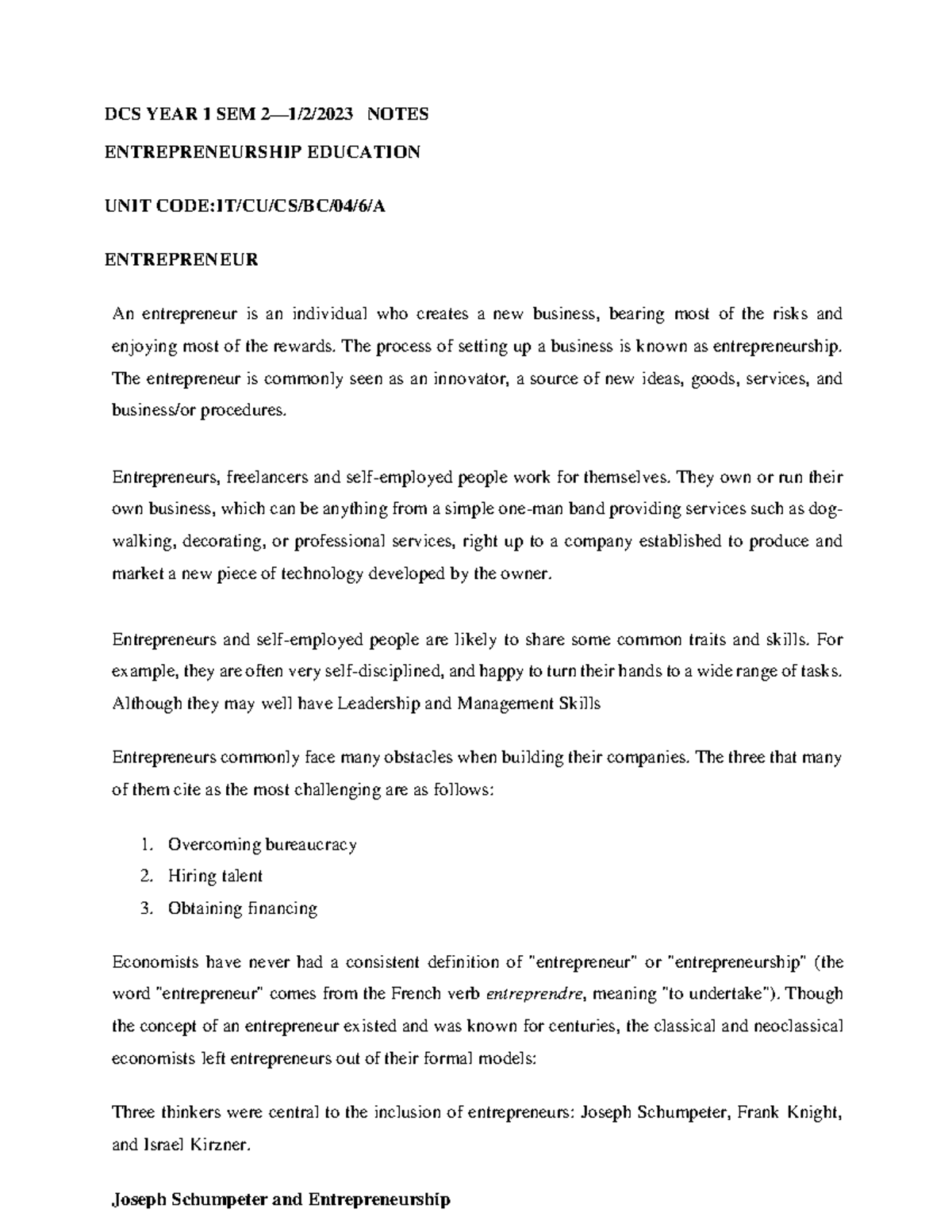 Sodapdf-converted-23 - DCS YEAR 1 SEM 2—1/2/2023 NOTES ENTREPRENEURSHIP ...