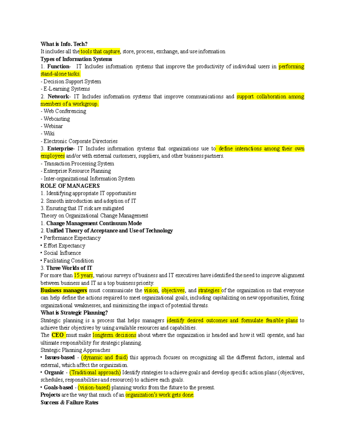 Isinmt - reviewer endterm material - What is Info. Tech? It includes ...