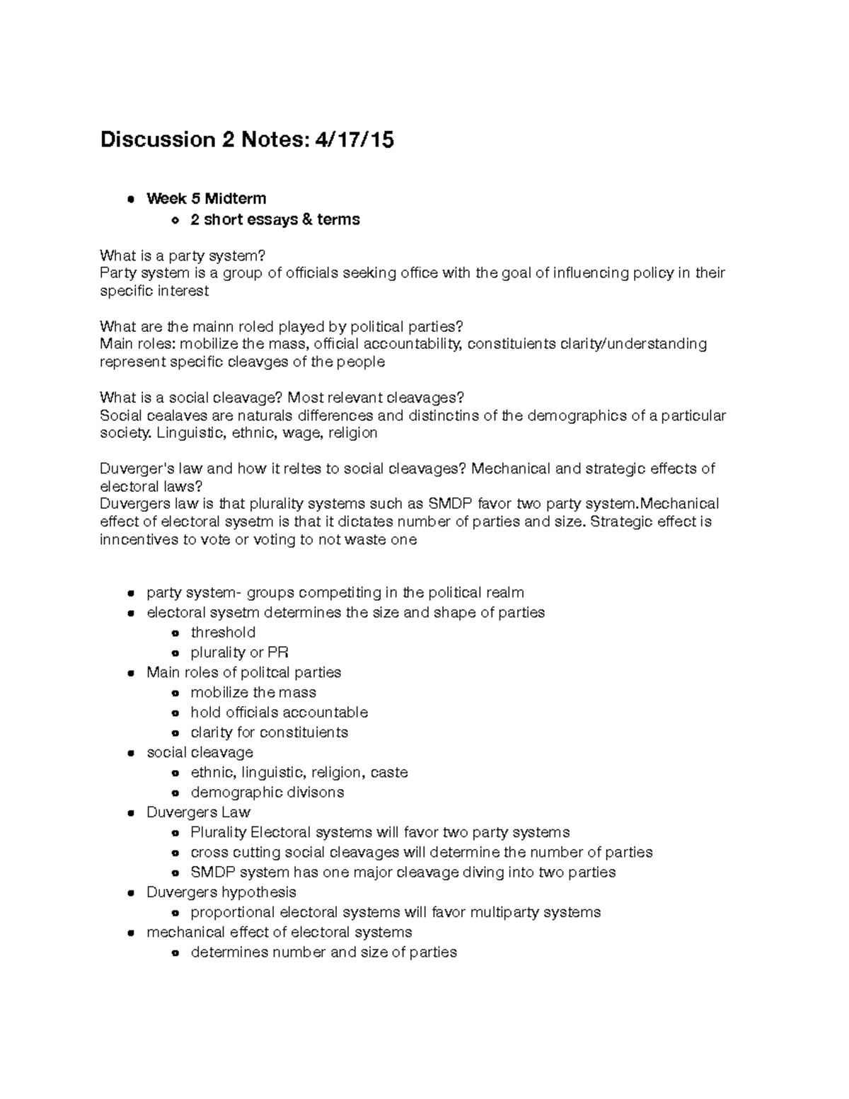 Pol Sci 50 - Week 2 Discussion 2 - Discussion Notes - Discussion 2 ...