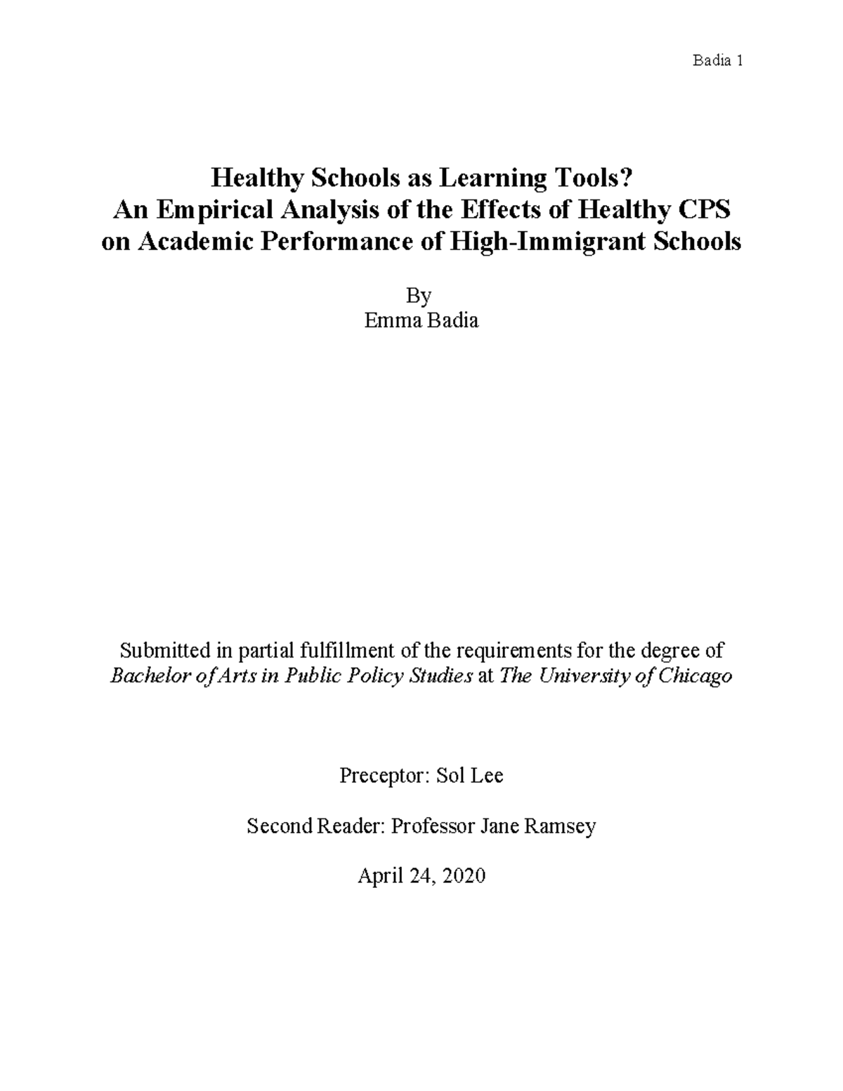 Badia - Healthy Schools as Learning Tools? An Empirical Analysis of the ...