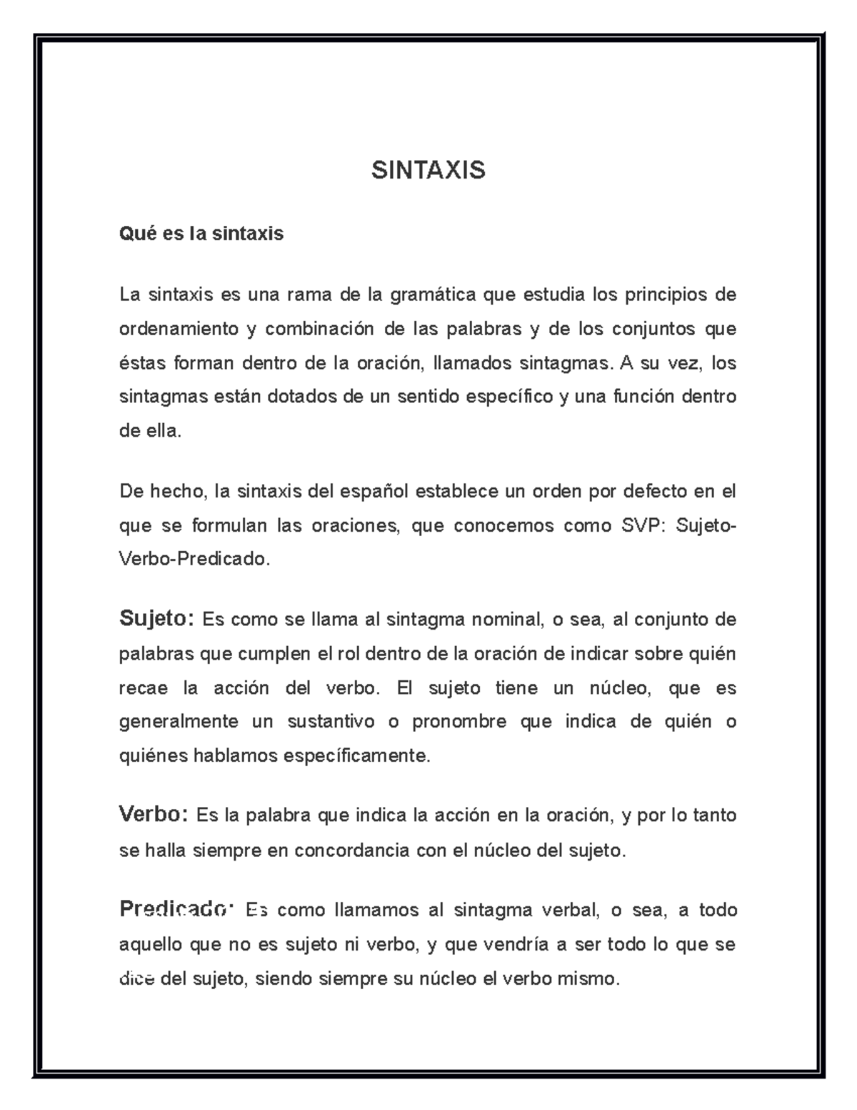 Tarea lenguaje redacción SINTAXIS Qué es la sintaxis La sintaxis es
