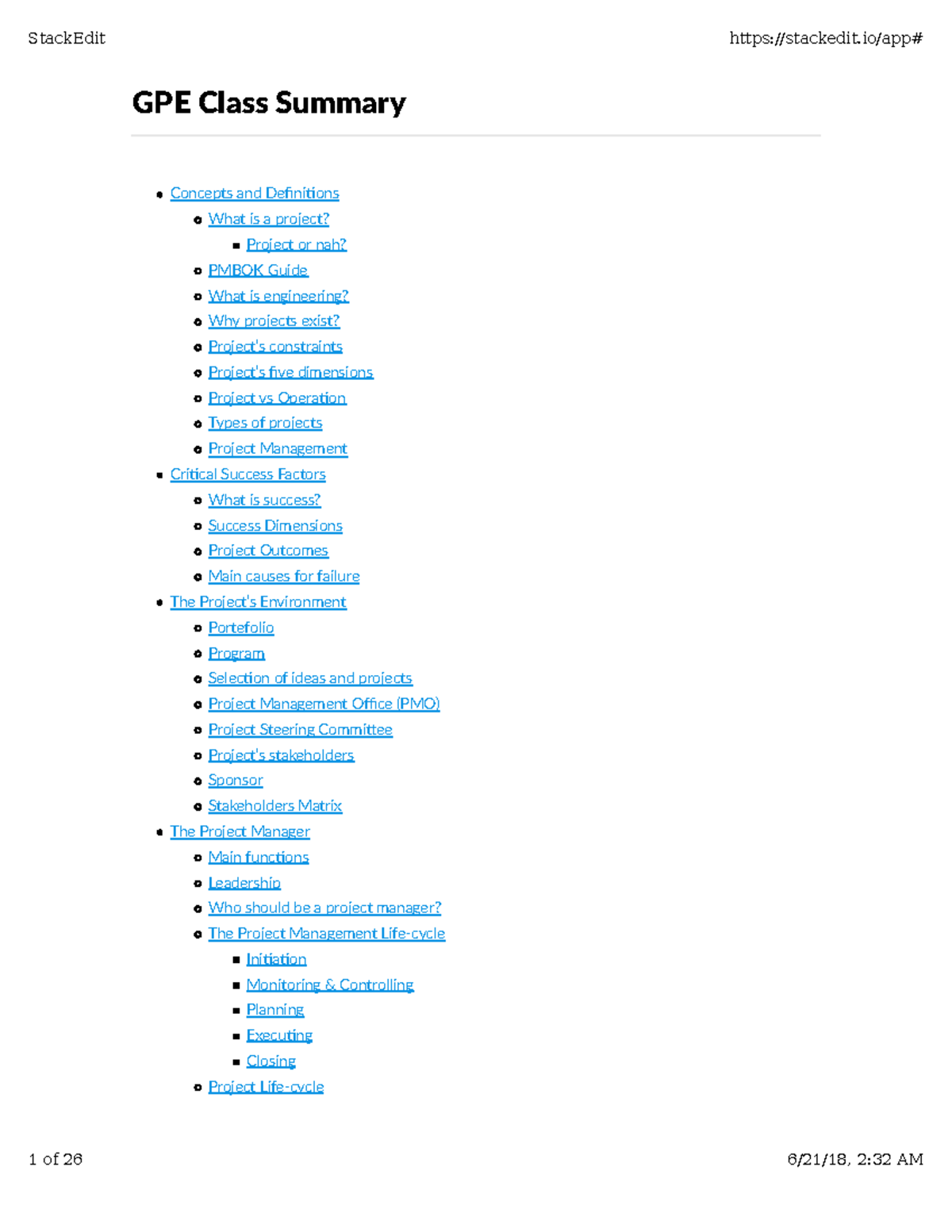 Summary Resumo Da Materia De Gpe Studocu