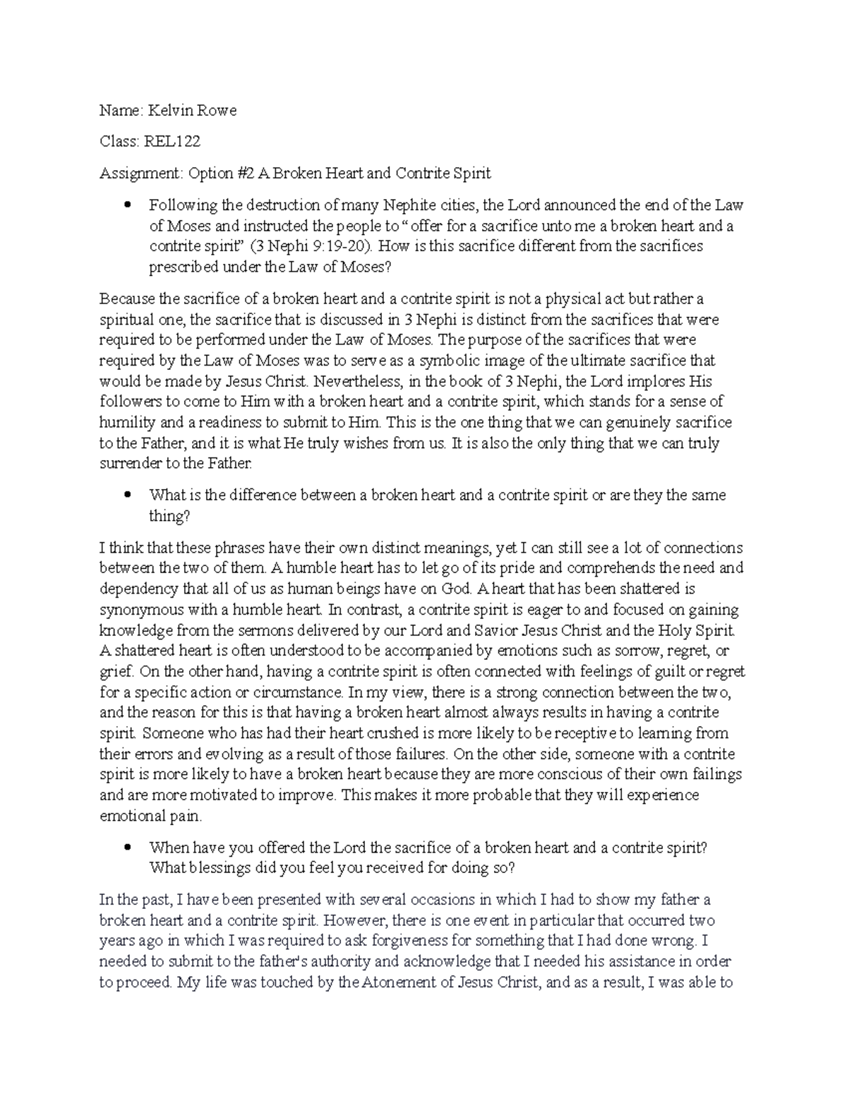 W04 Assignment Directed Study A Name Kelvin Rowe Class REL