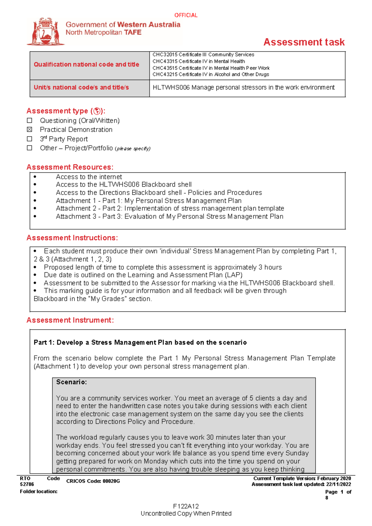 Done Hltwhs 006 AT2 CHC32015 Certificate III Community Services Assessment task
