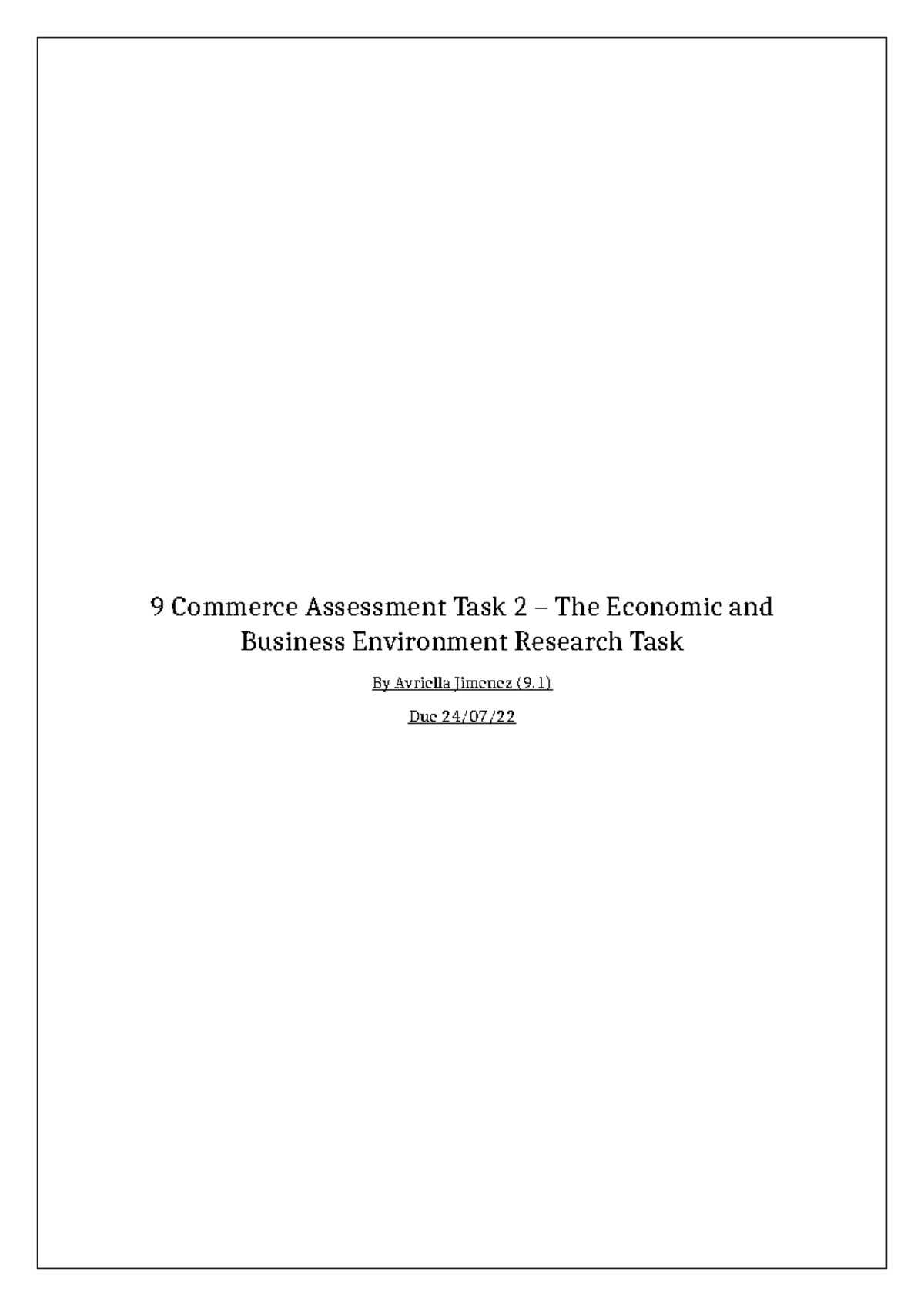 Commerce Assessment Task 2 -Word - 9 Commerce Assessment Task 2 – The ...