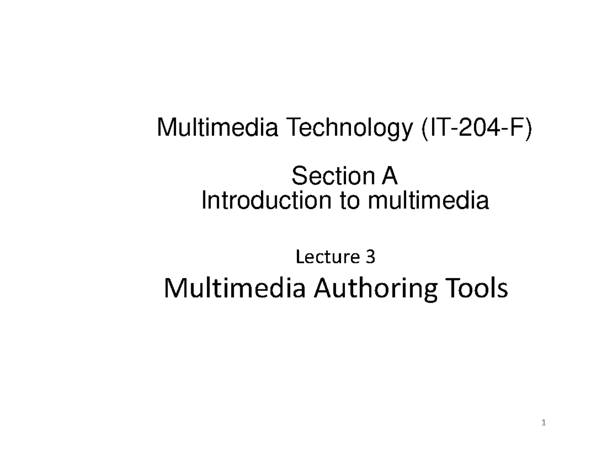 Multimedia Section A Lecture-3 By Ishwar Prakash - Multimedia ...