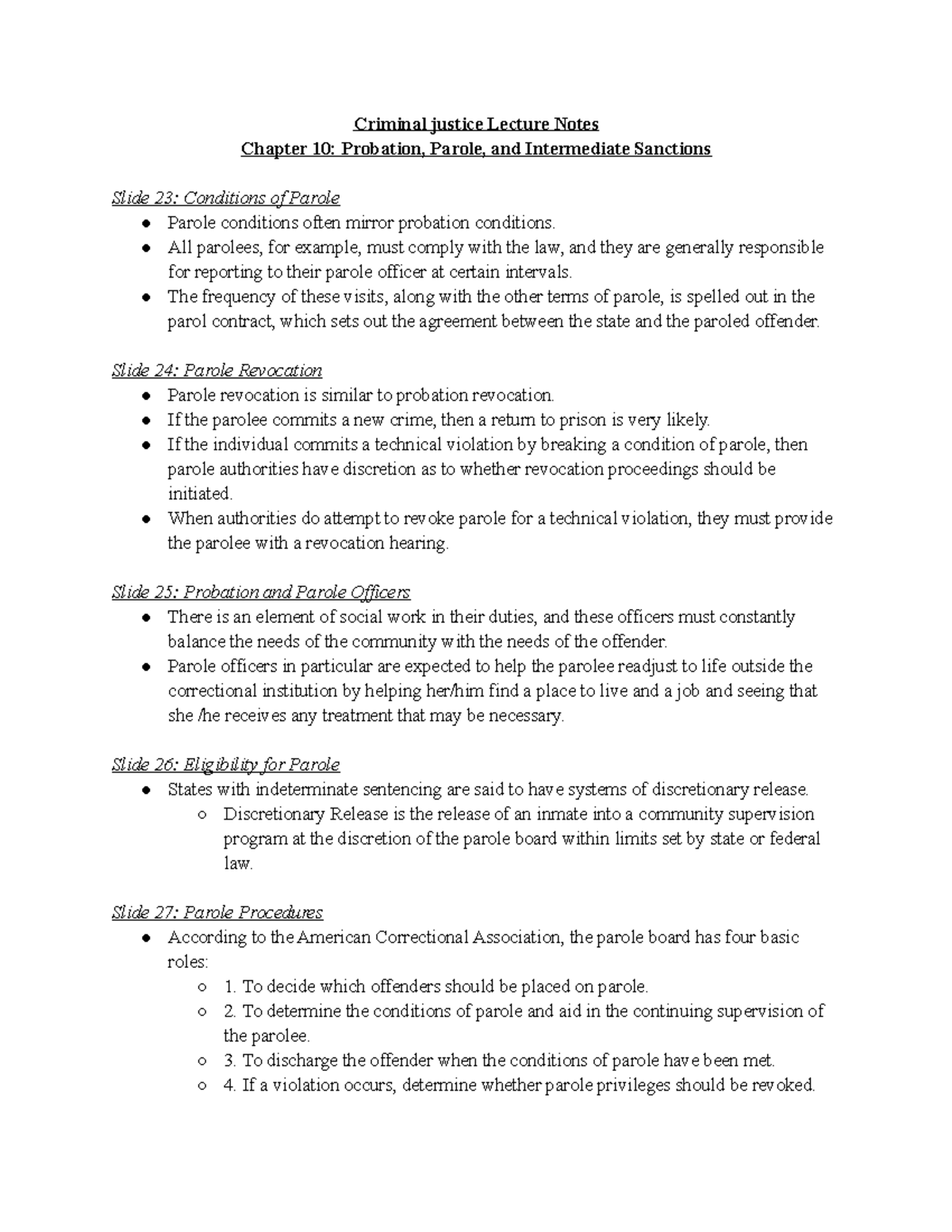 Criminal Justie 140 (23-40) - Criminal Justice Lecture Notes Chapter 10 ...