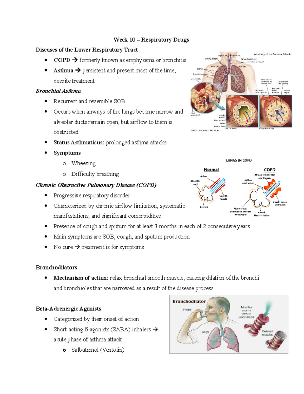 Week 10 – Respiratory Drugs - Week 10 – Respiratory Drugs Diseases of ...