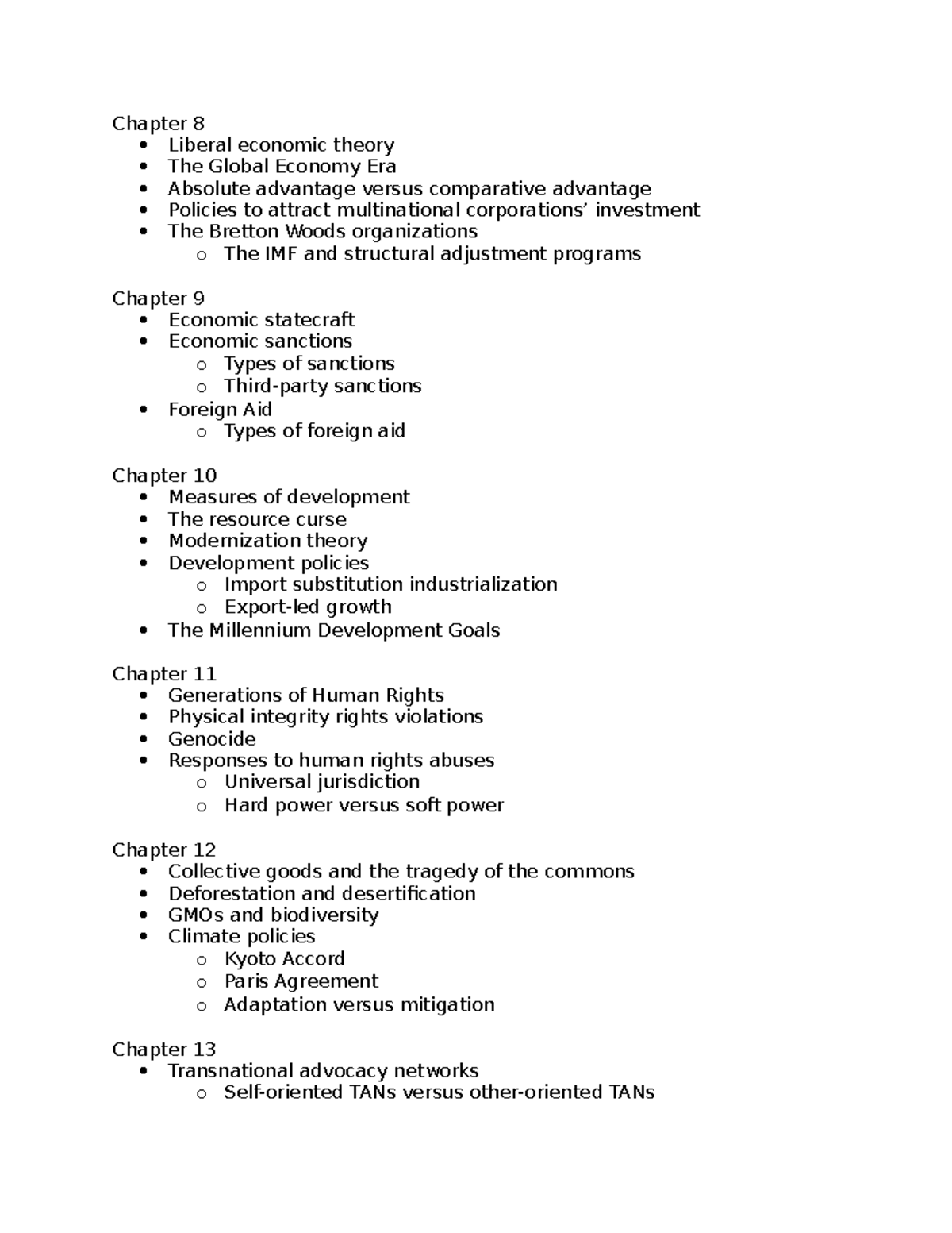 Intro Final Study Guide - Chapter 8 Liberal economic theory The Global ...