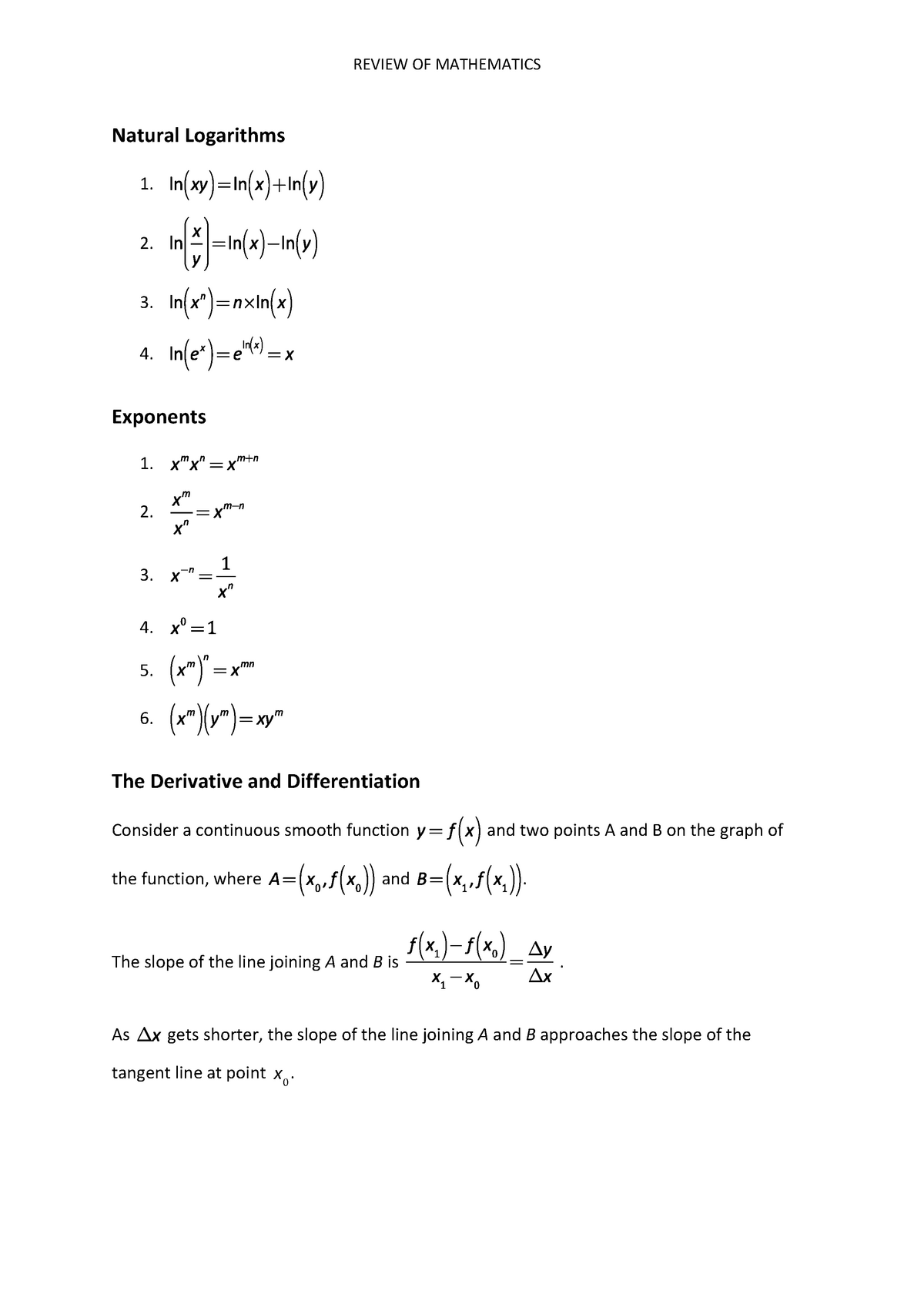 Review of Mathematics - Warning: TT: undefined function: 32 Warning: TT ...