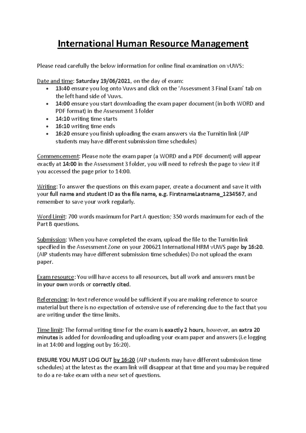 International Human Resource Management Exam Prep International Human