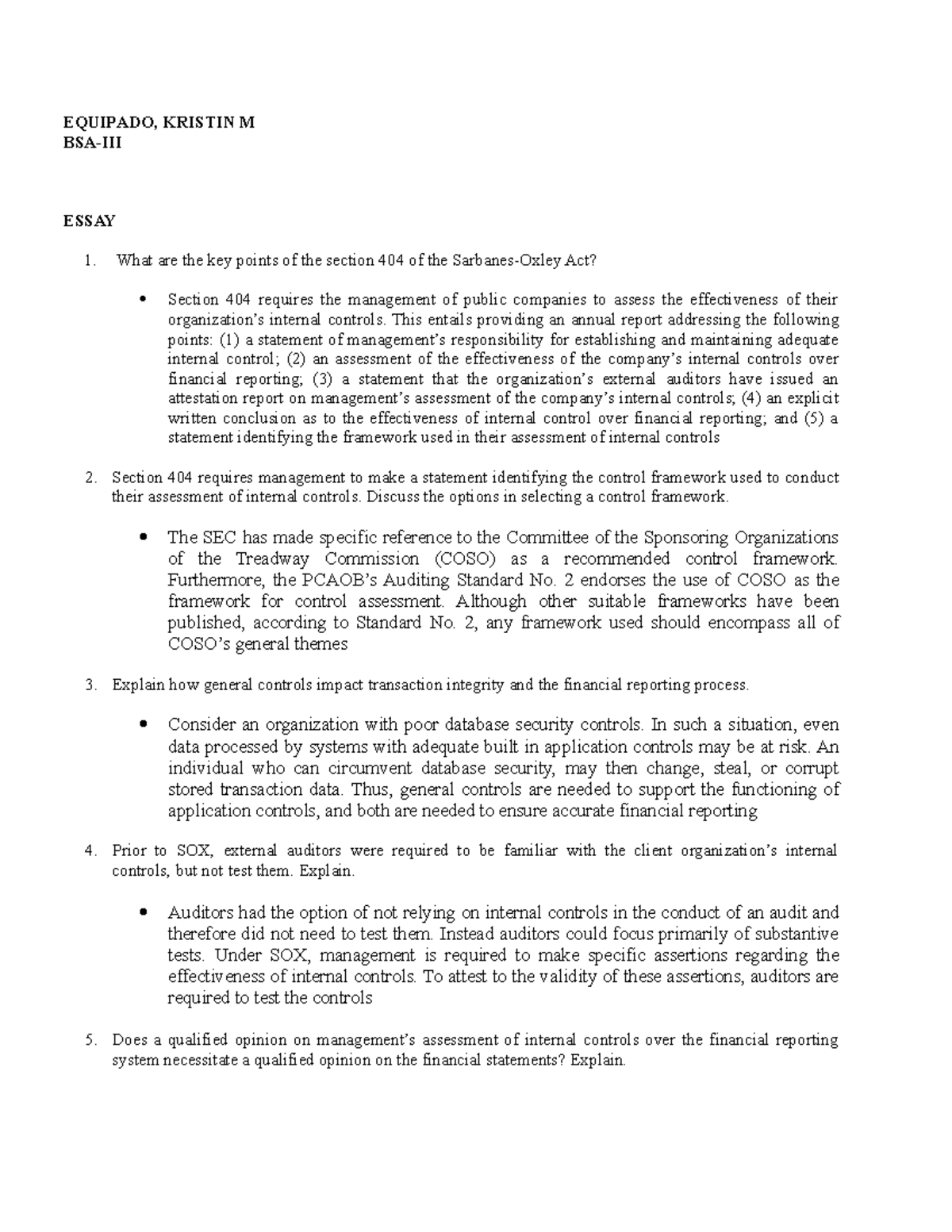Chapter 2 - Equipado - Accountancy - EQUIPADO, KRISTIN M BSA-III ESSAY ...