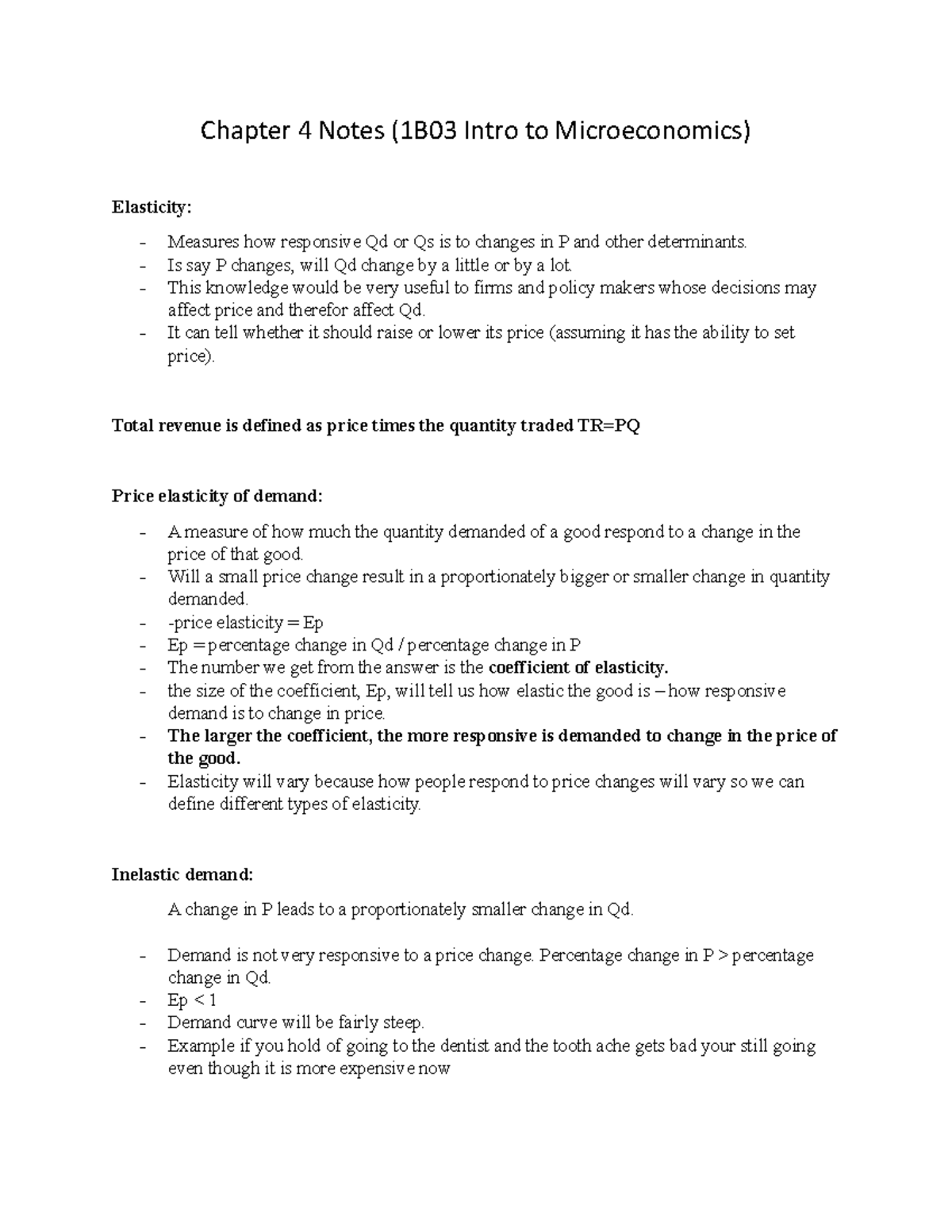 Chapter 4 Notes (1B03 Intro To Microeconomics) - Chapter 4 Notes (1B03 ...