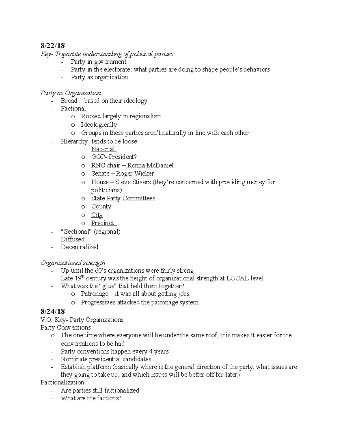 Poltical Parties and Campaigns Notes - Tripartite understanding of ...