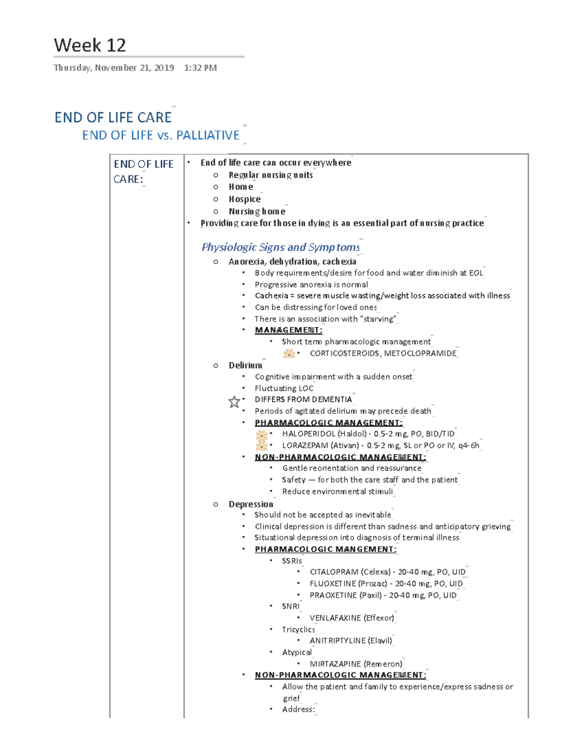 End of Life Care + MAID - Week 12 Thursday, November 21, 2019 1:32 PM ...