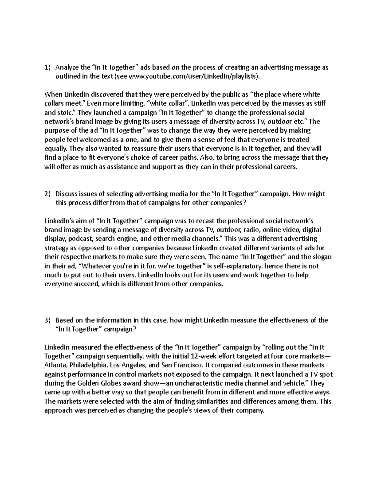 Linked IN Case Case assigned from Case assigned from Marketing An Introduction,14th Edition