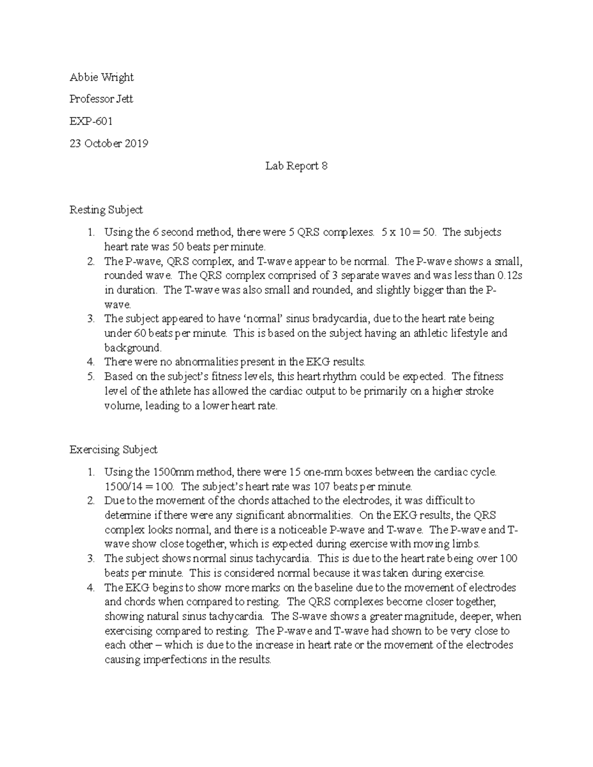 Lab Report 8 Lab 8 Assignment Abbie Wright Professor Jett Exp 23 October 2019 Lab Report 8