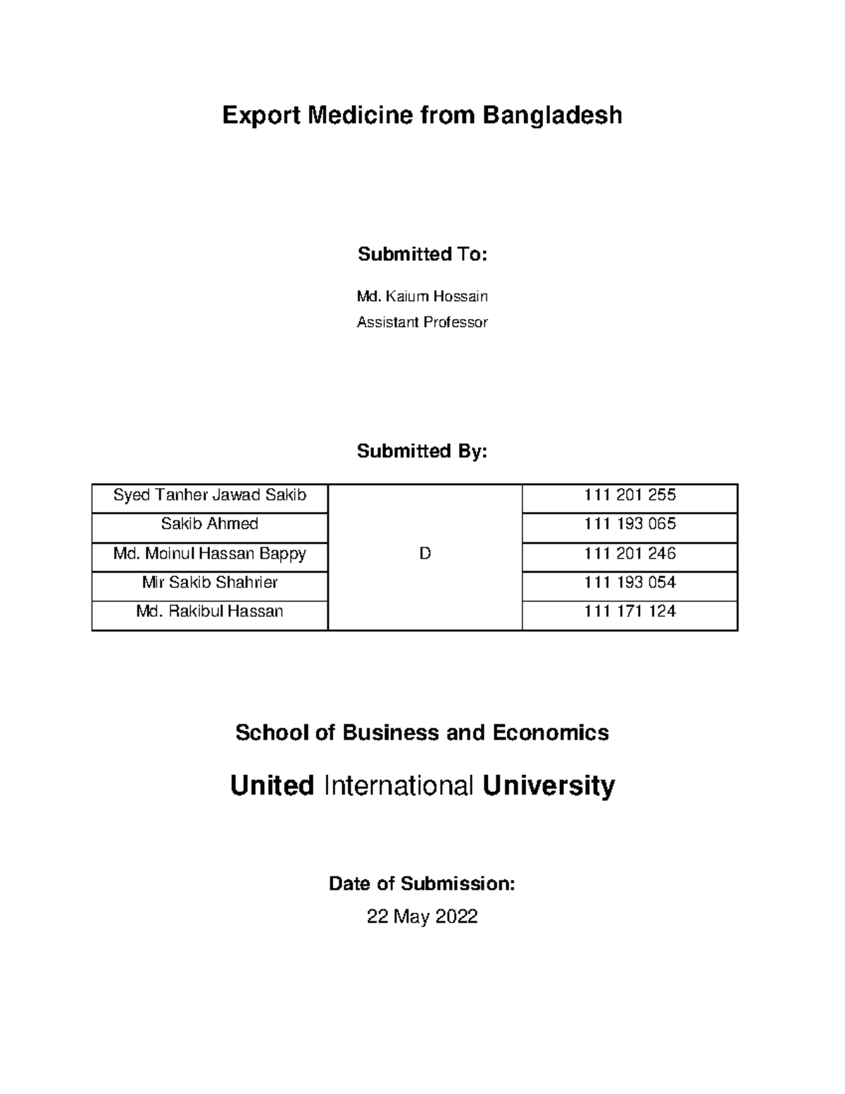 Report on Export Medicine from Bangladesh - Export Medicine from ...