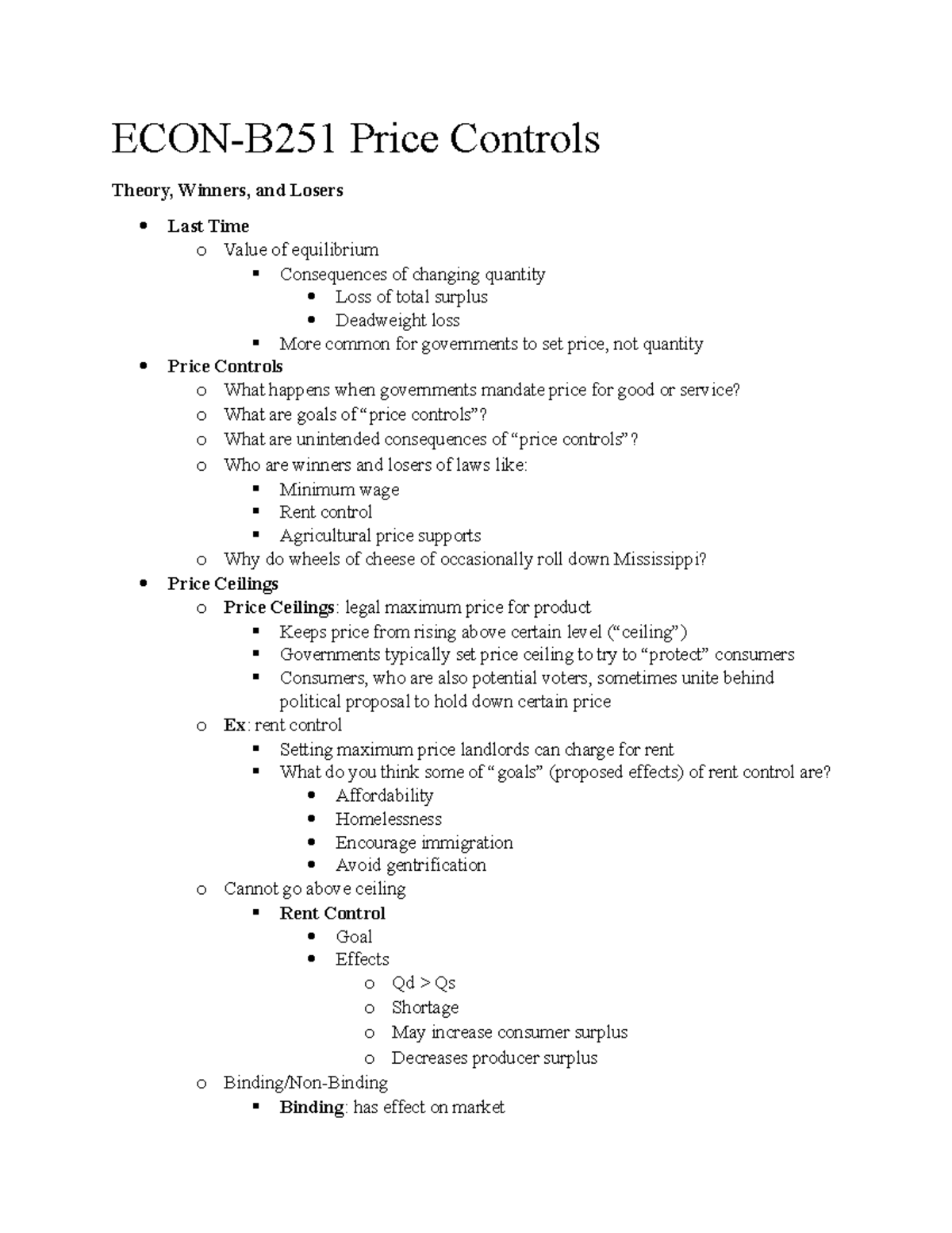 ECON-B251 Price Controls - ECON-B251 Price Controls Theory, Winners ...