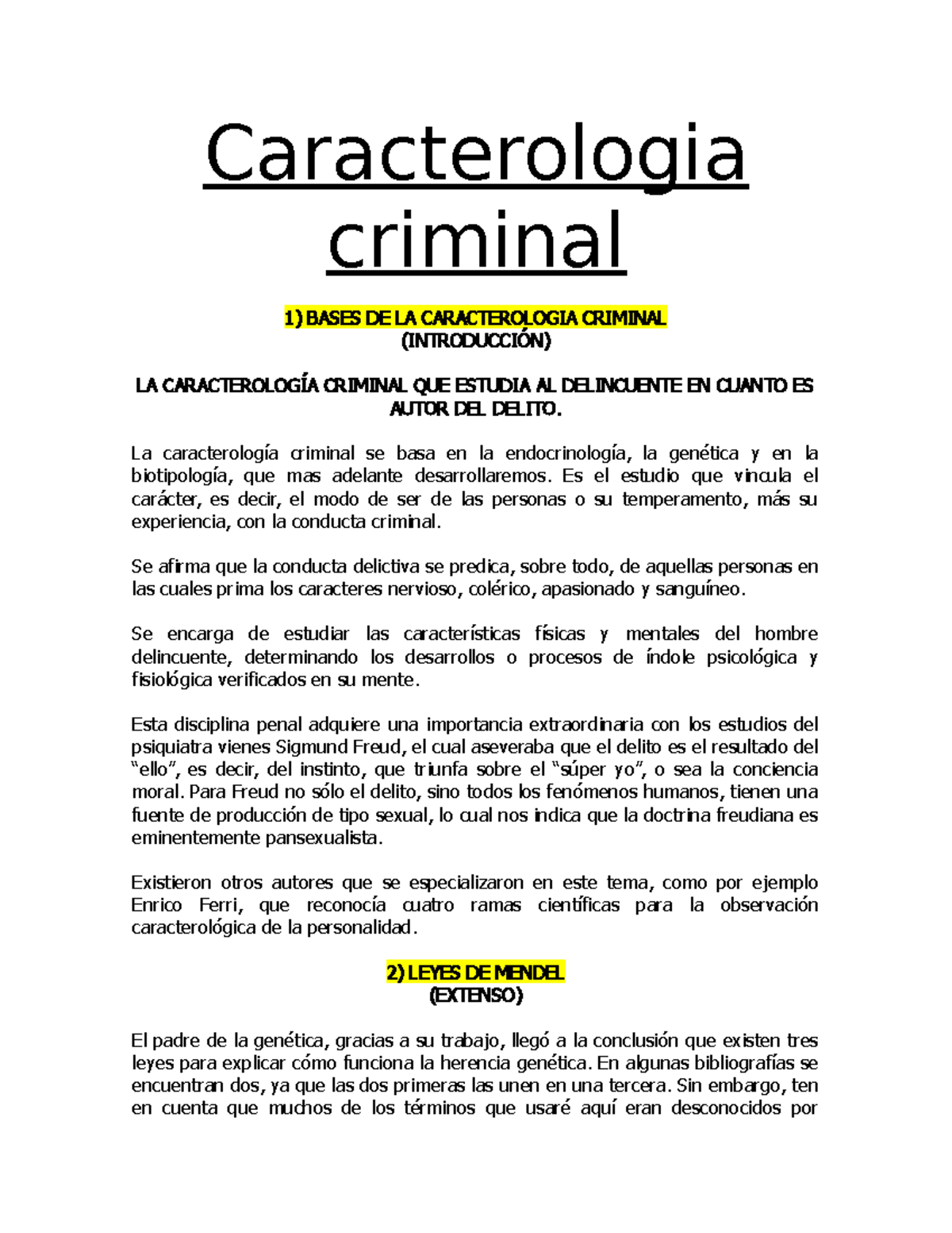 Caracterologia Criminal Expo Caracterologia Criminal 1 Bases De La Caracterologia Criminal I Studocu