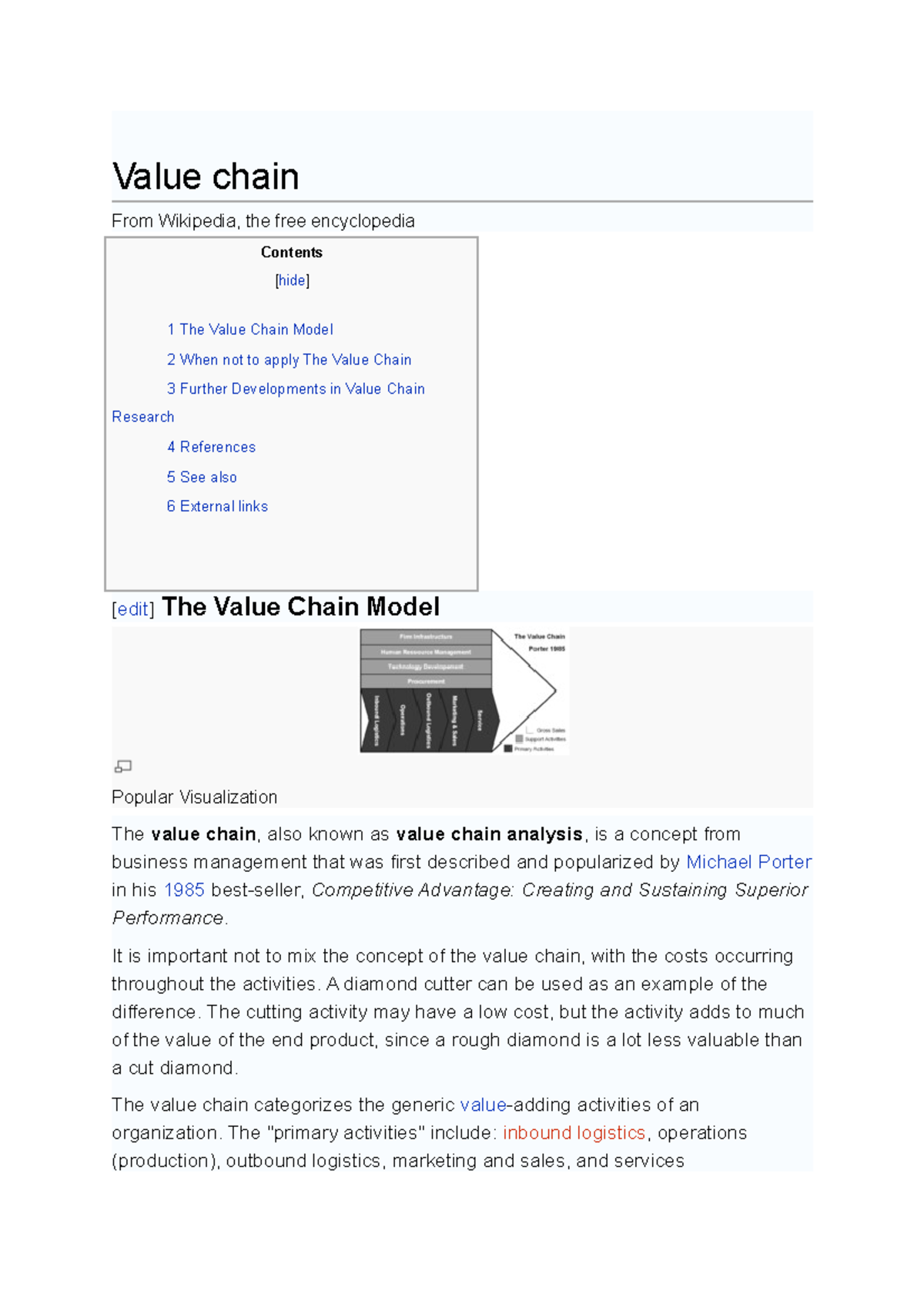 Value chain and purpose of business - Value chain From Wikipedia, the ...
