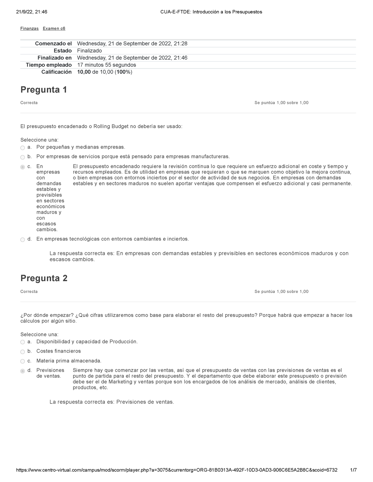 C6 - Exámen - Introducción A Los Presupuestos - Finanzas Examen C ...