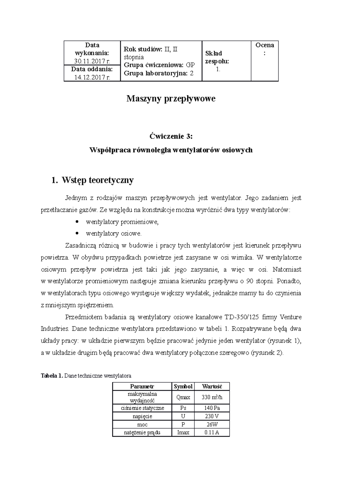 Ćw. 3. Współpraca Równoległa - Data Wykonania: 30.11 R. Data Oddania ...