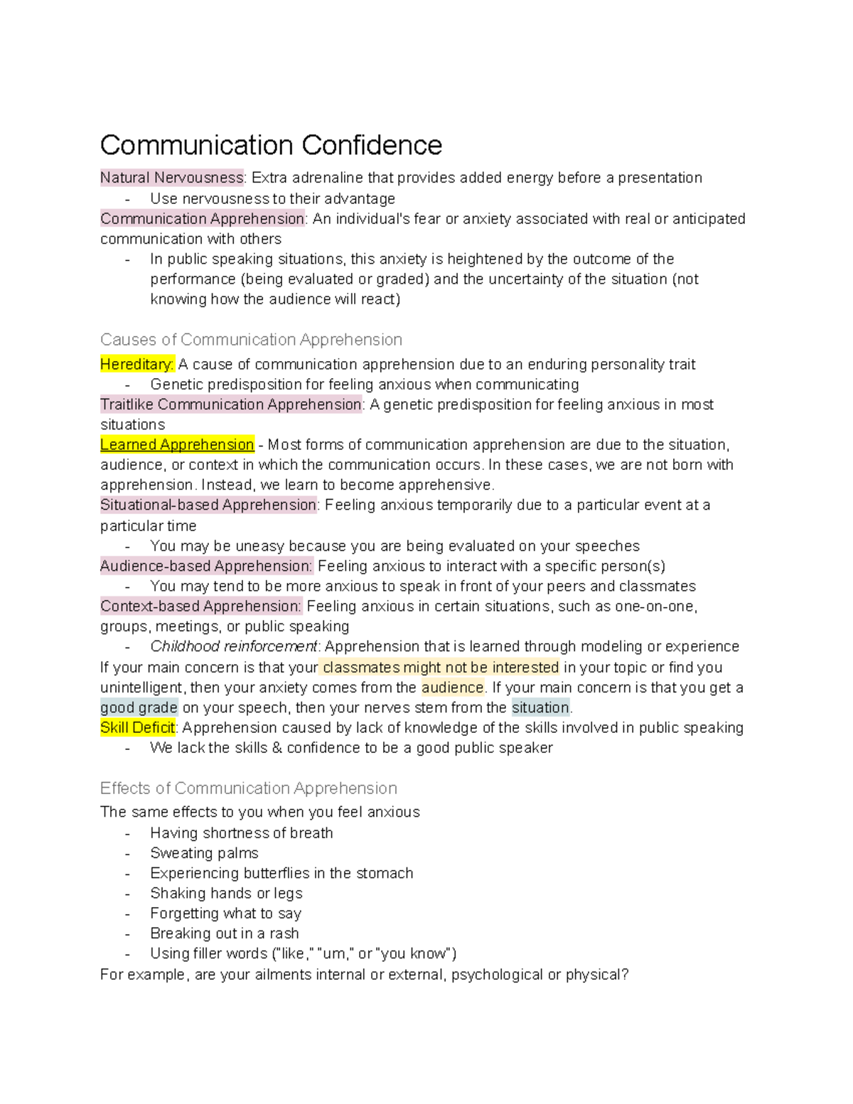 Chapter 2 P2p - Communication Confidence Natural Nervousness: Extra 