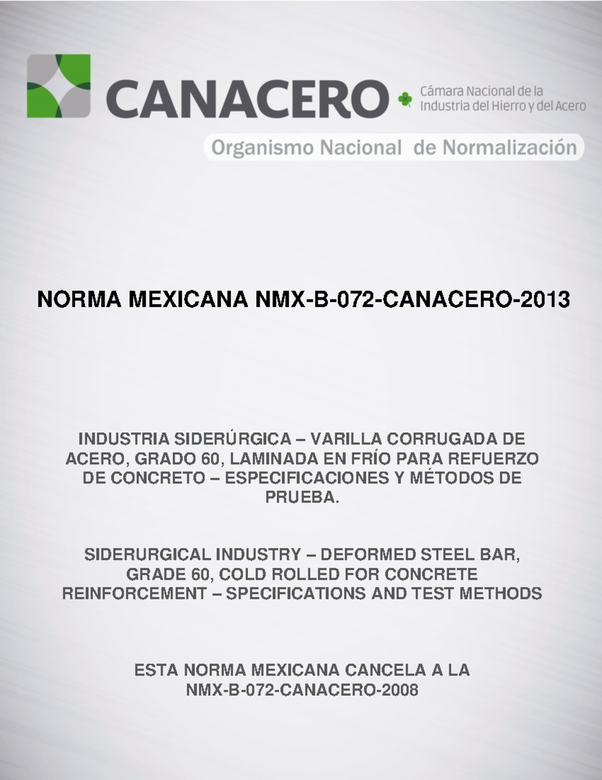 NMX B 072 Canacero 2013 - NORMA MEXICANA NMX-B-072-CANACERO- INDUSTRIA ...