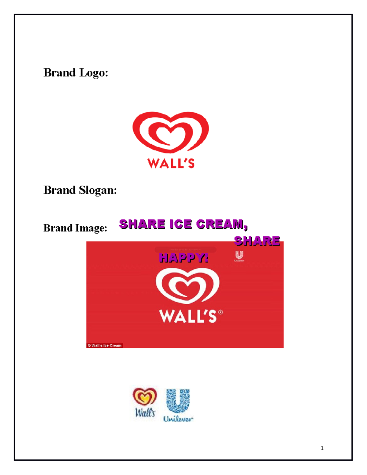 Walls Sbu of Unilever - Brand Logo: Brand Slogan: Brand Image: SHARE ...