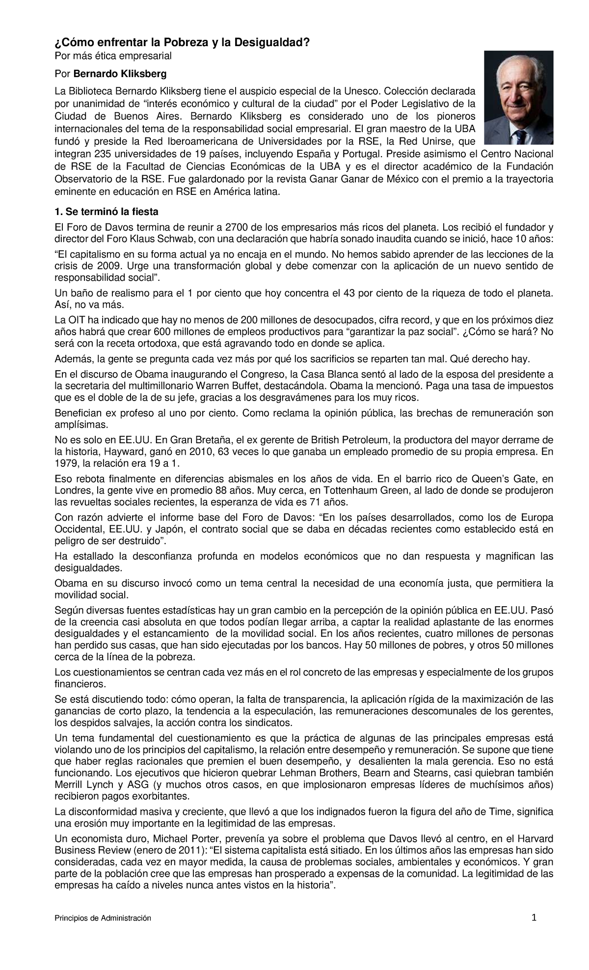 B. Kliksberg RSE - ¿Cómo enfrentar la Pobreza y la Desigualdad? Por más ...