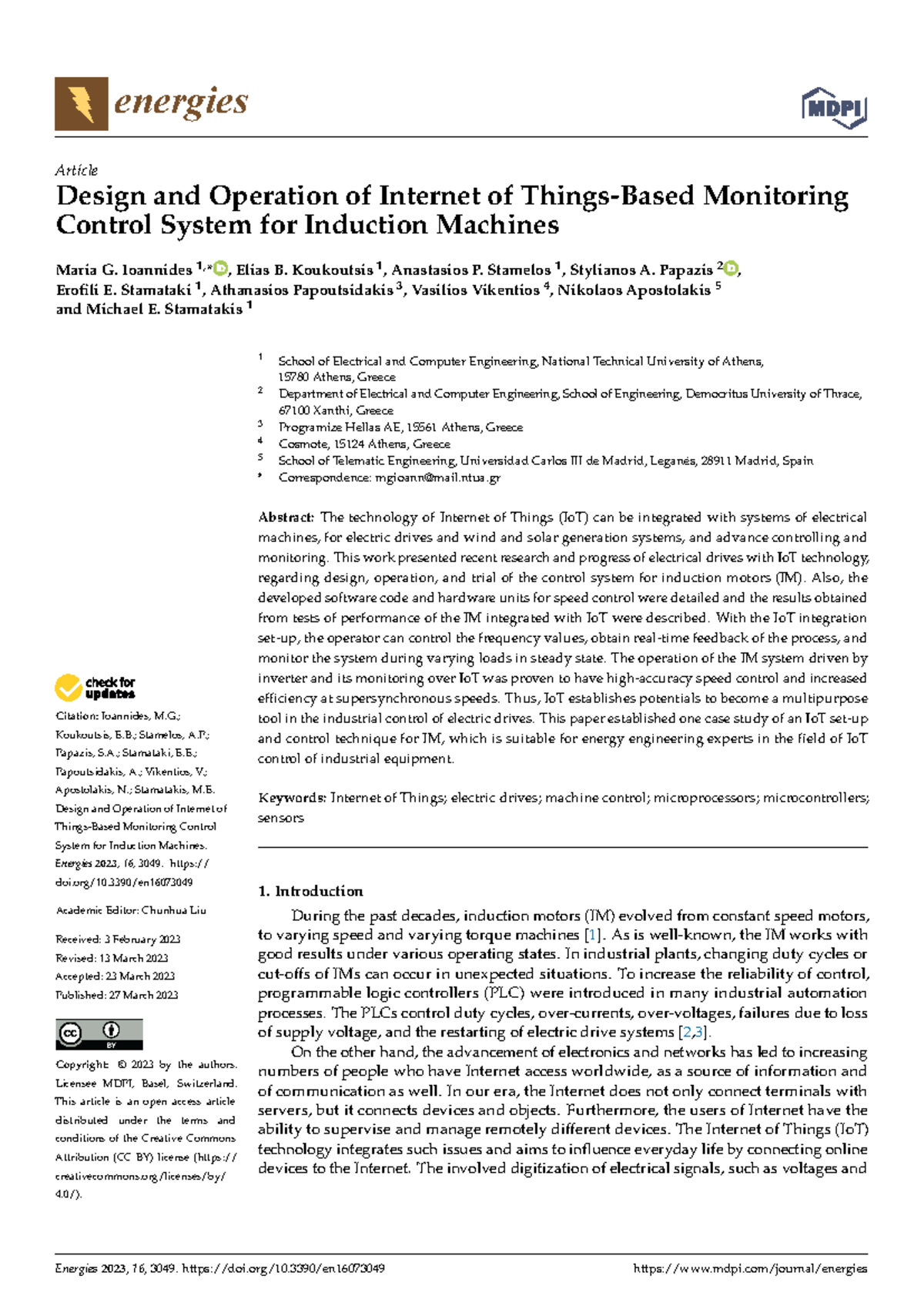 Design and Operation of Internet of Things-Based Monitoring Control ...
