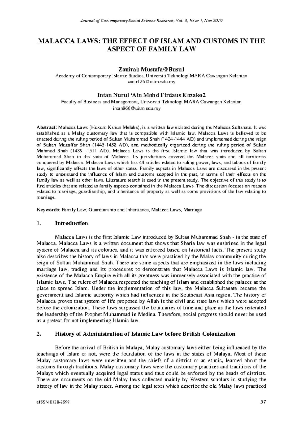 Case law melaka sultanate MALACCA LAWS THE EFFECT OF ISLAM AND